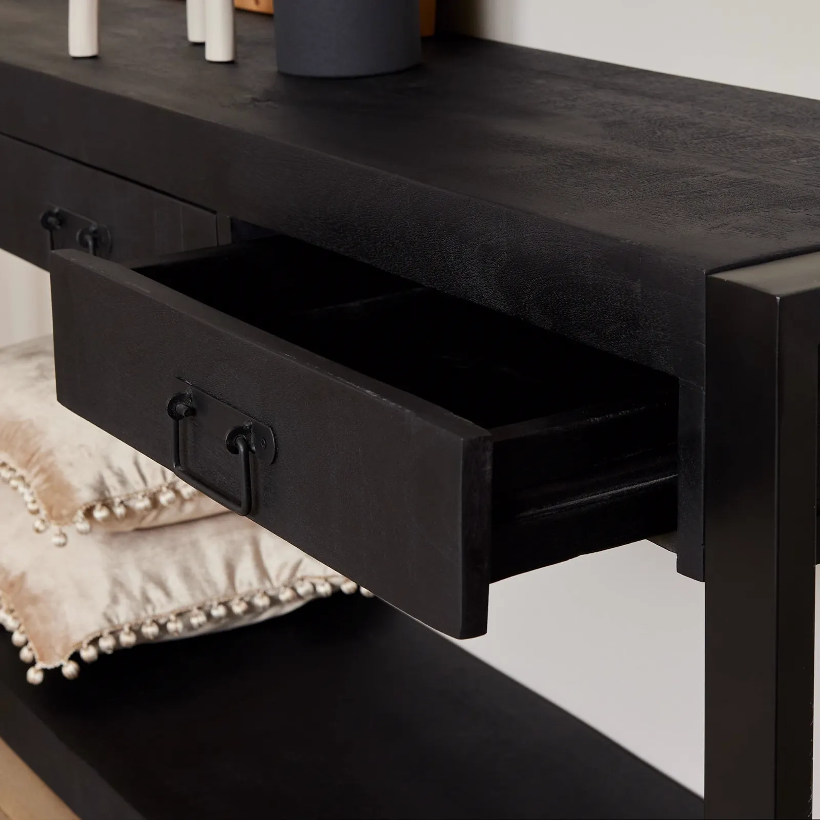 Side table Boaz Black Mango Wood 150 cm - Starfurn