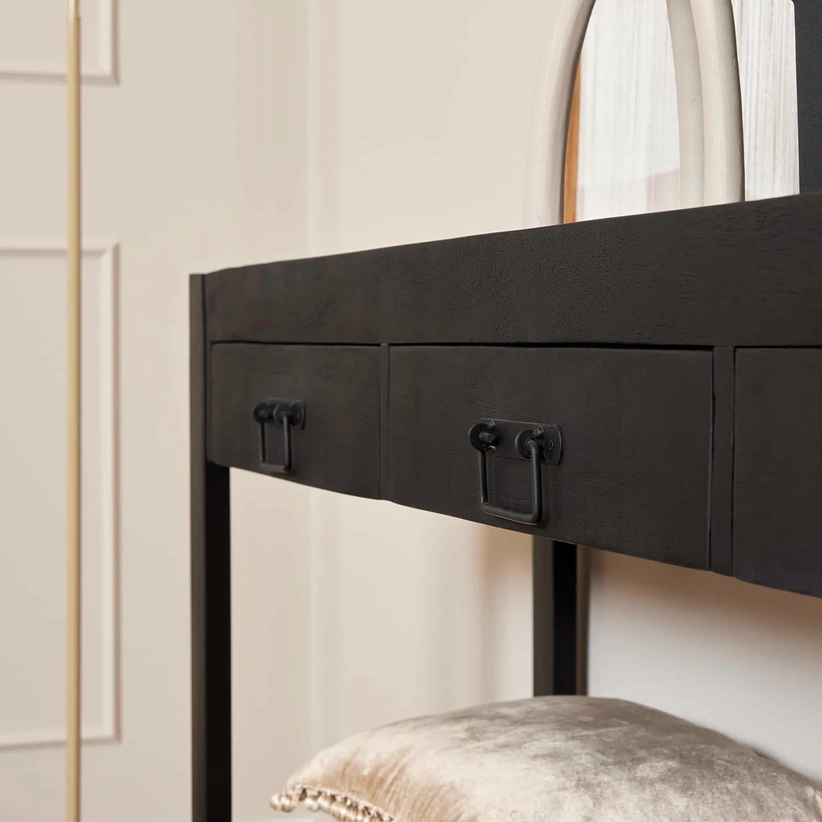Side table Boaz Black Mango Wood 150 cm - Starfurn