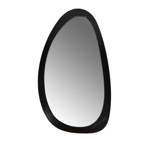 Organic Wall Mirror Lou, Mango Wood Black 70 cm - Starfurn
