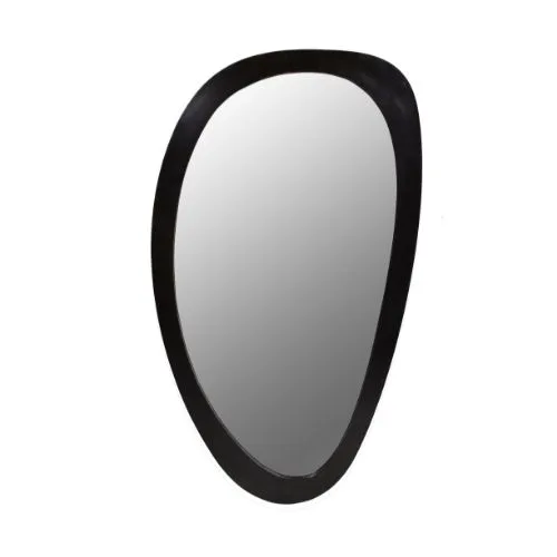 Organischer Wandspiegel Lou, Mangoholz schwarz 70 cm (Glas) - Starfurn