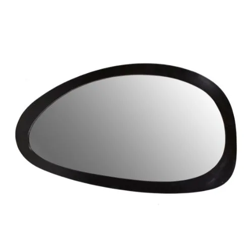 Organischer Wandspiegel Lou, Mangoholz schwarz 70 cm (Glas) - Starfurn