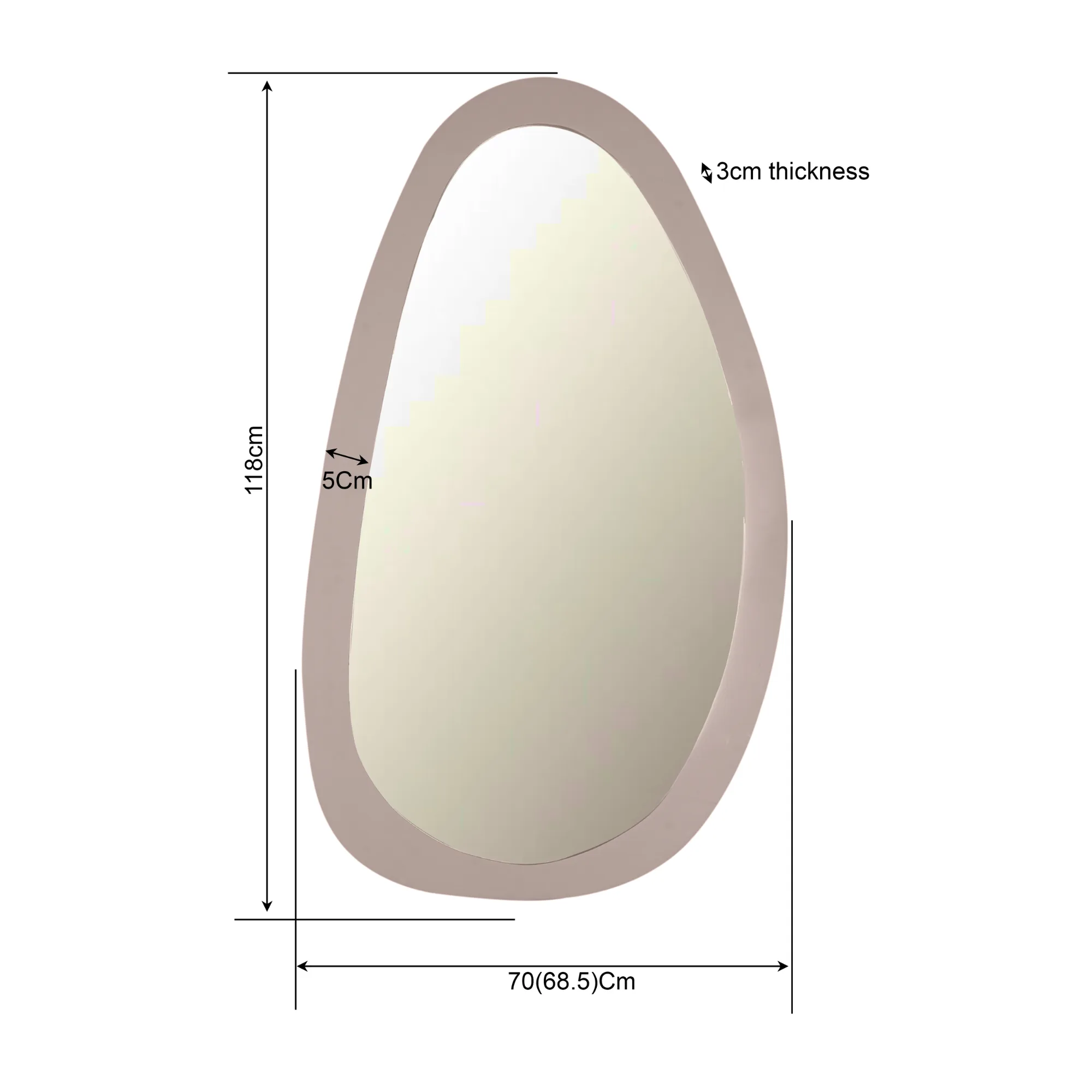 Organic Wall Mirror Lou, Mango Wood Sand 70 cm - Starfurn