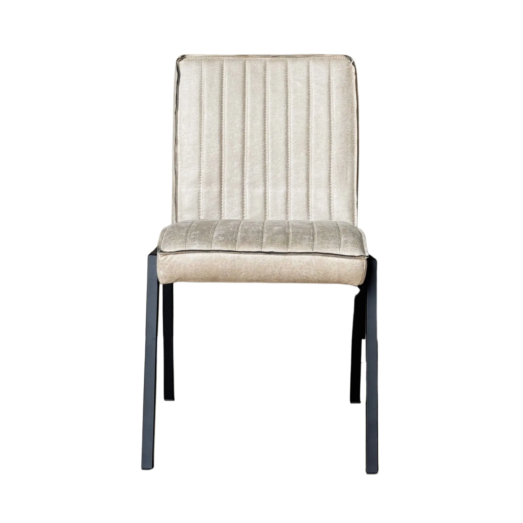 Industriële eetkamerstoel Tivoli, beige eco-leer (set van 2) - Starfurn