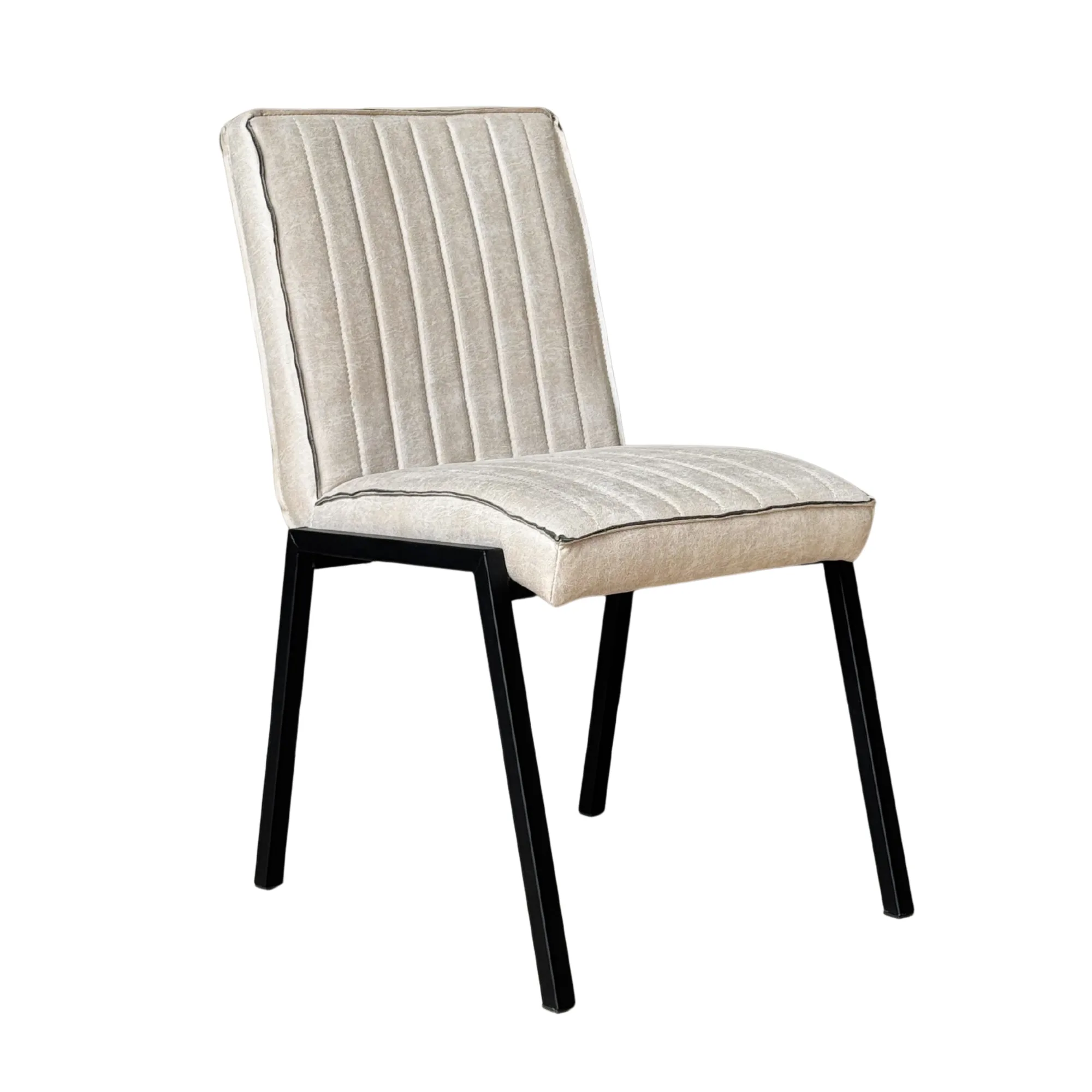 Industriële eetkamerstoel Tivoli, beige eco-leer (set van 2) - Starfurn