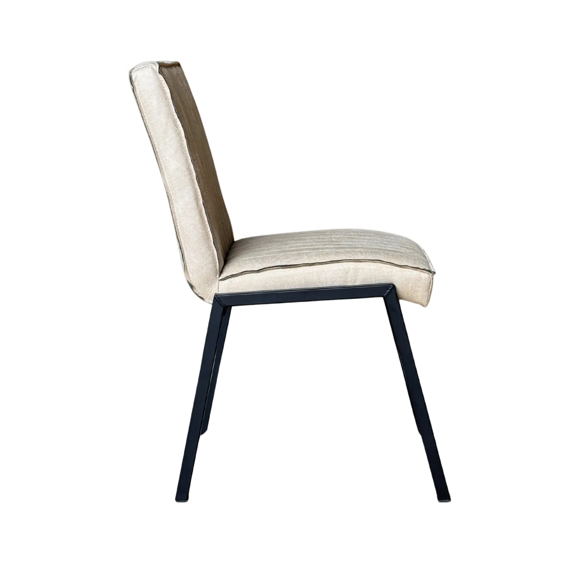 Industriële eetkamerstoel Tivoli, beige eco-leer (set van 2) - Starfurn
