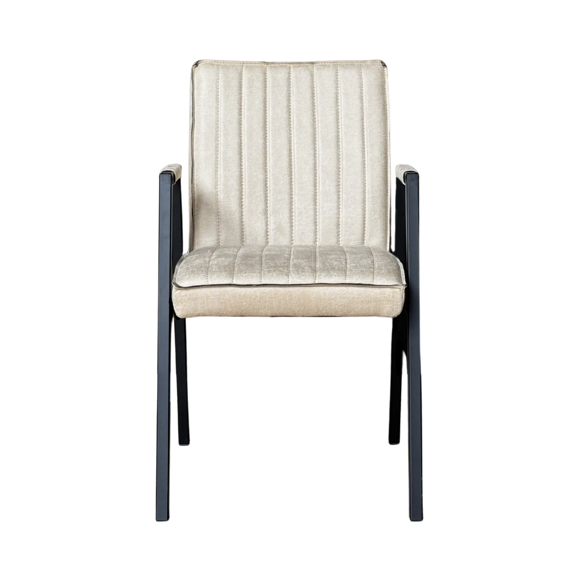 Eetkamerstoel Tivoli met armleuning, beige eco-leer - Starfurn