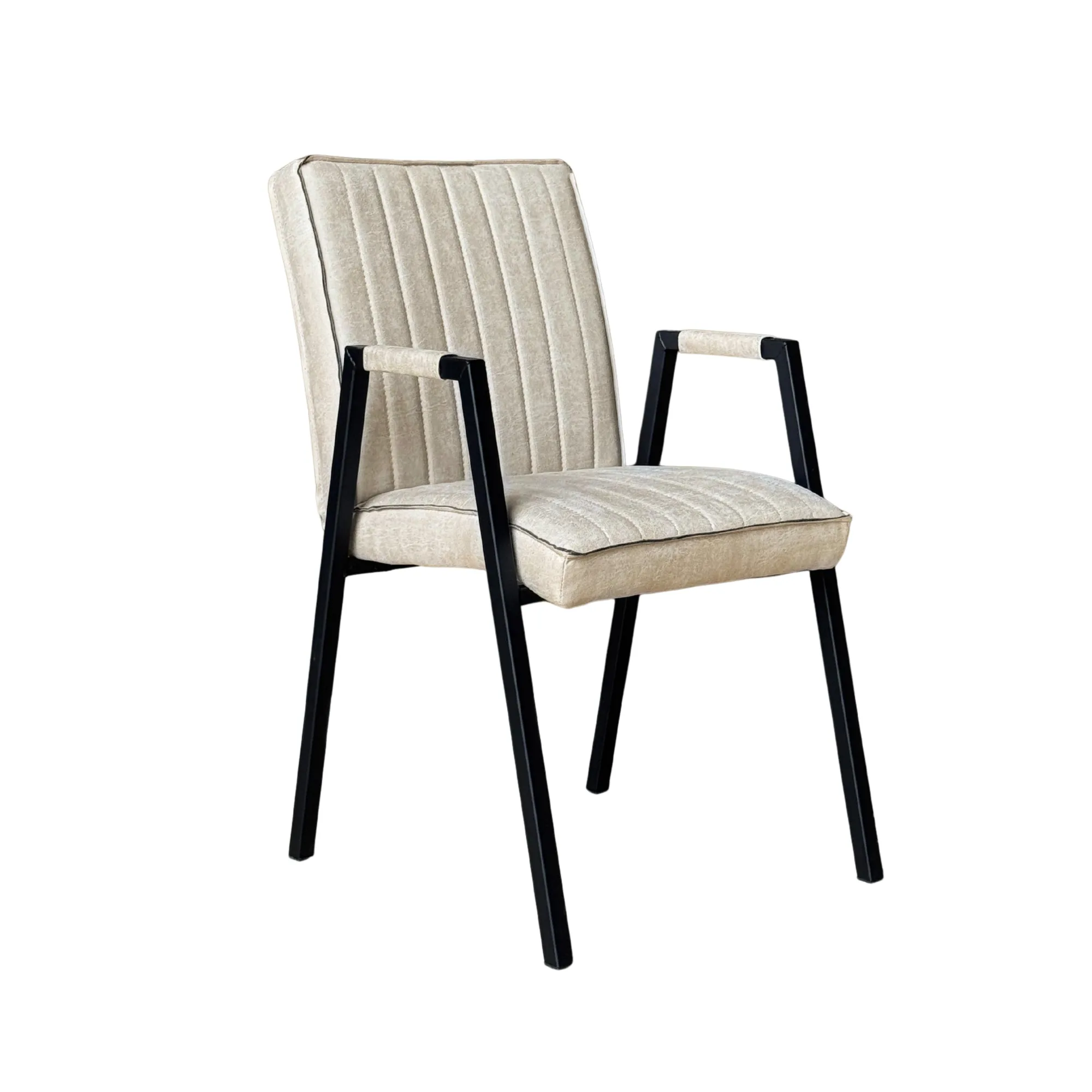 Eetkamerstoel Tivoli met armleuning, beige eco-leer - Starfurn