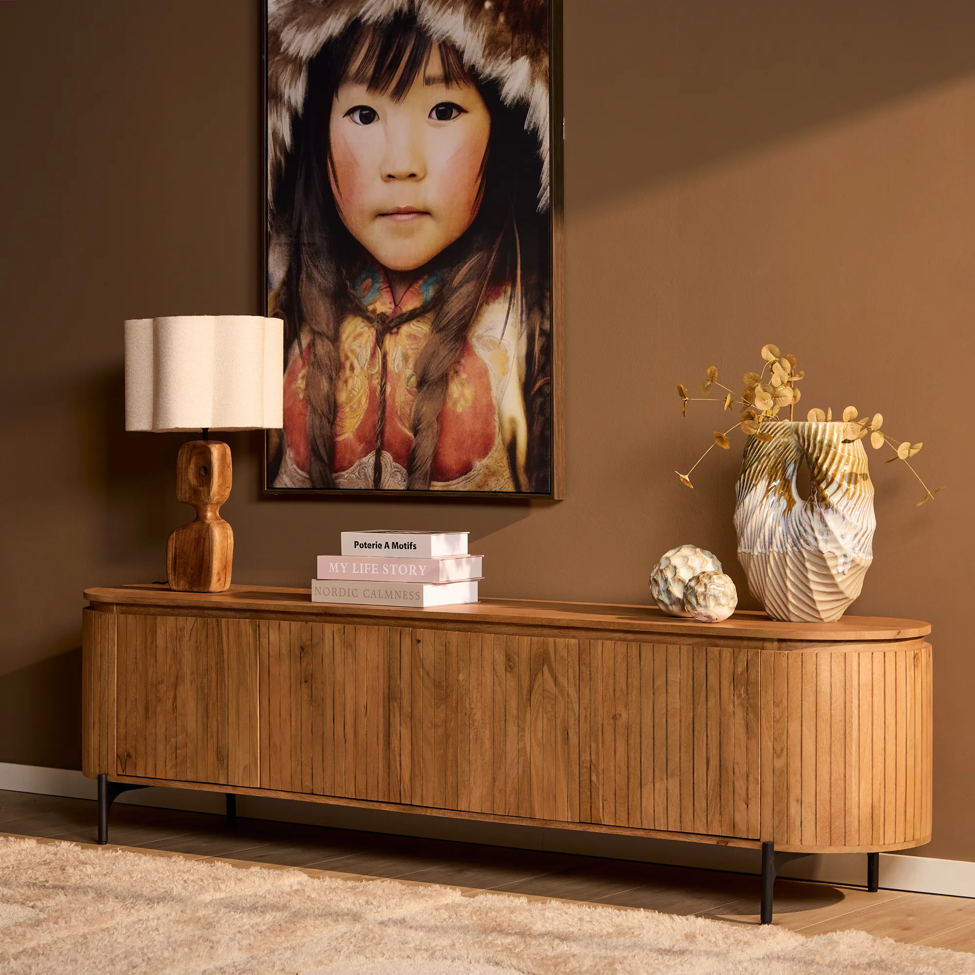 TV-meubel Solana mangohout naturel 210 cm - Starfurn