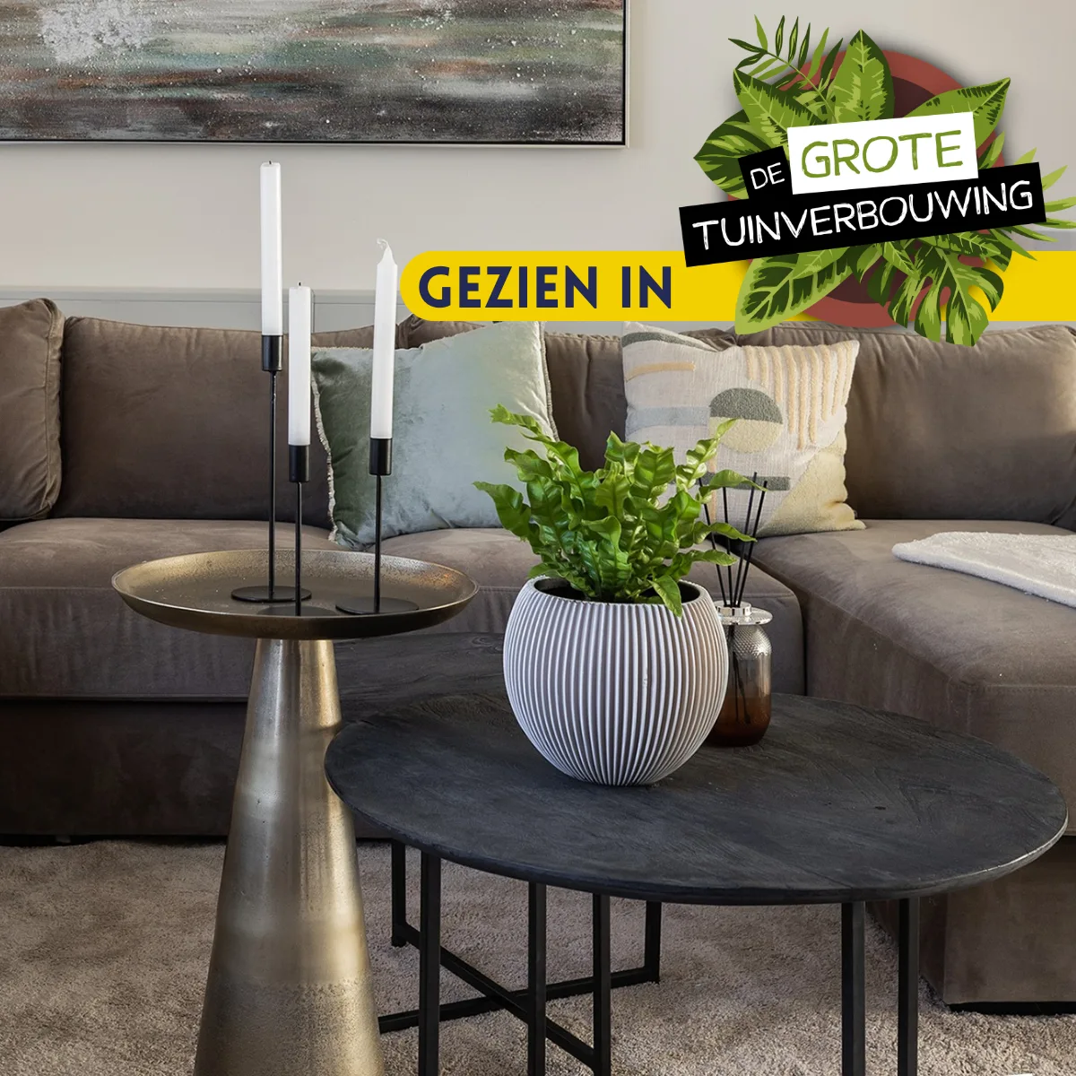 Round coffee table Daisy, golden aluminium - Starfurn