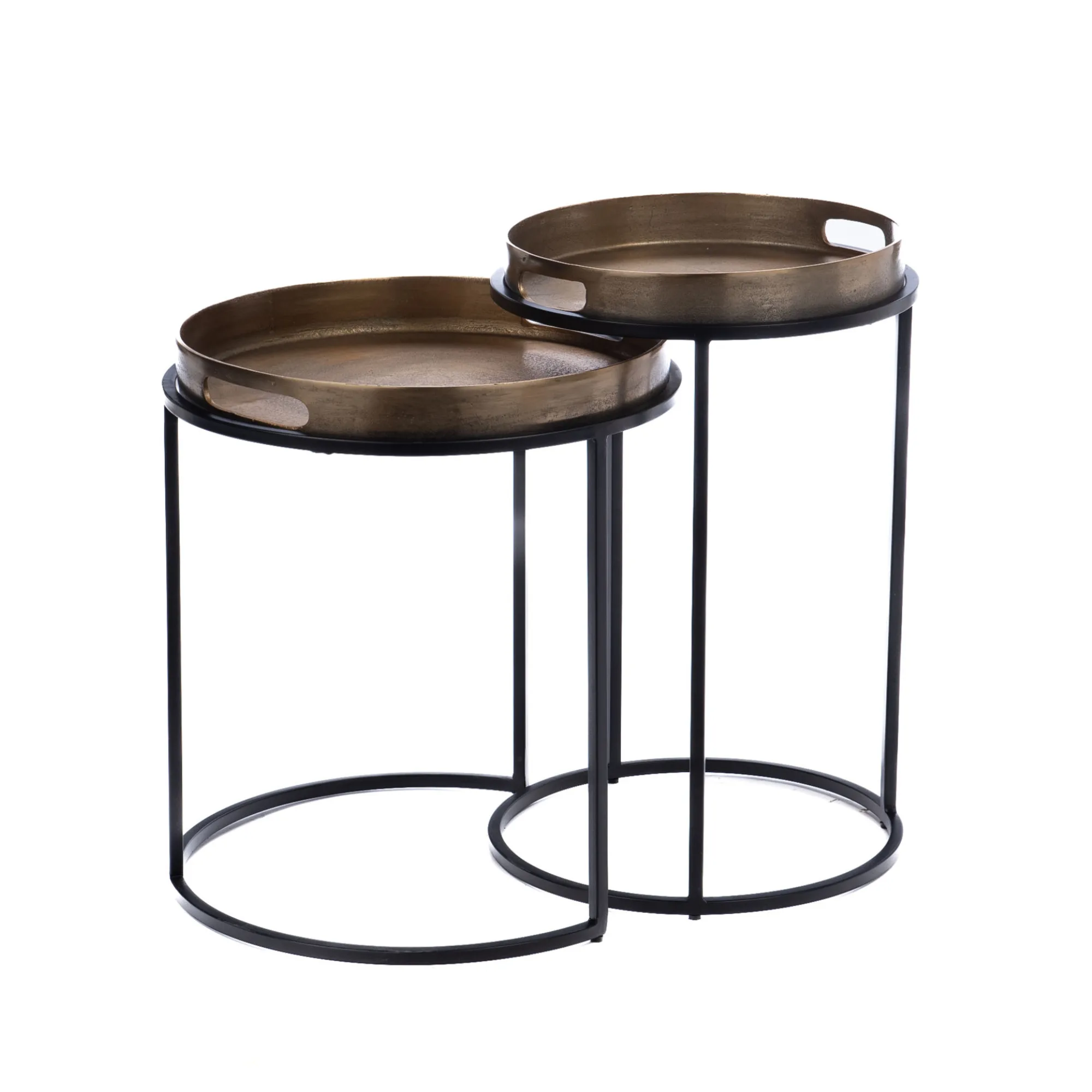 Ronde bijzettafel set Laure, aluminium met bronzen afwerking - Starfurn