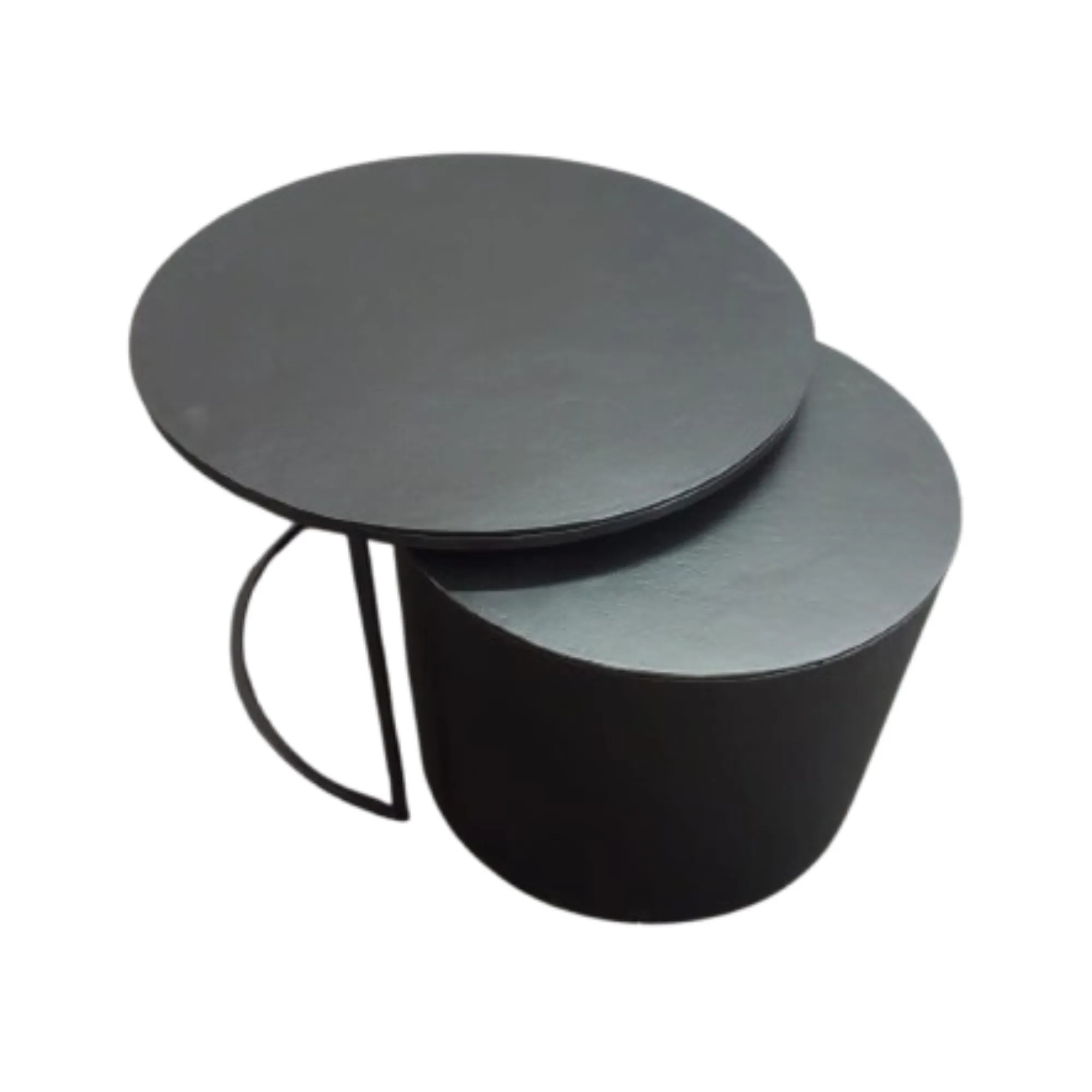 Ronde salontafel set Luna, zwart aluminium (set van 2) - Starfurn