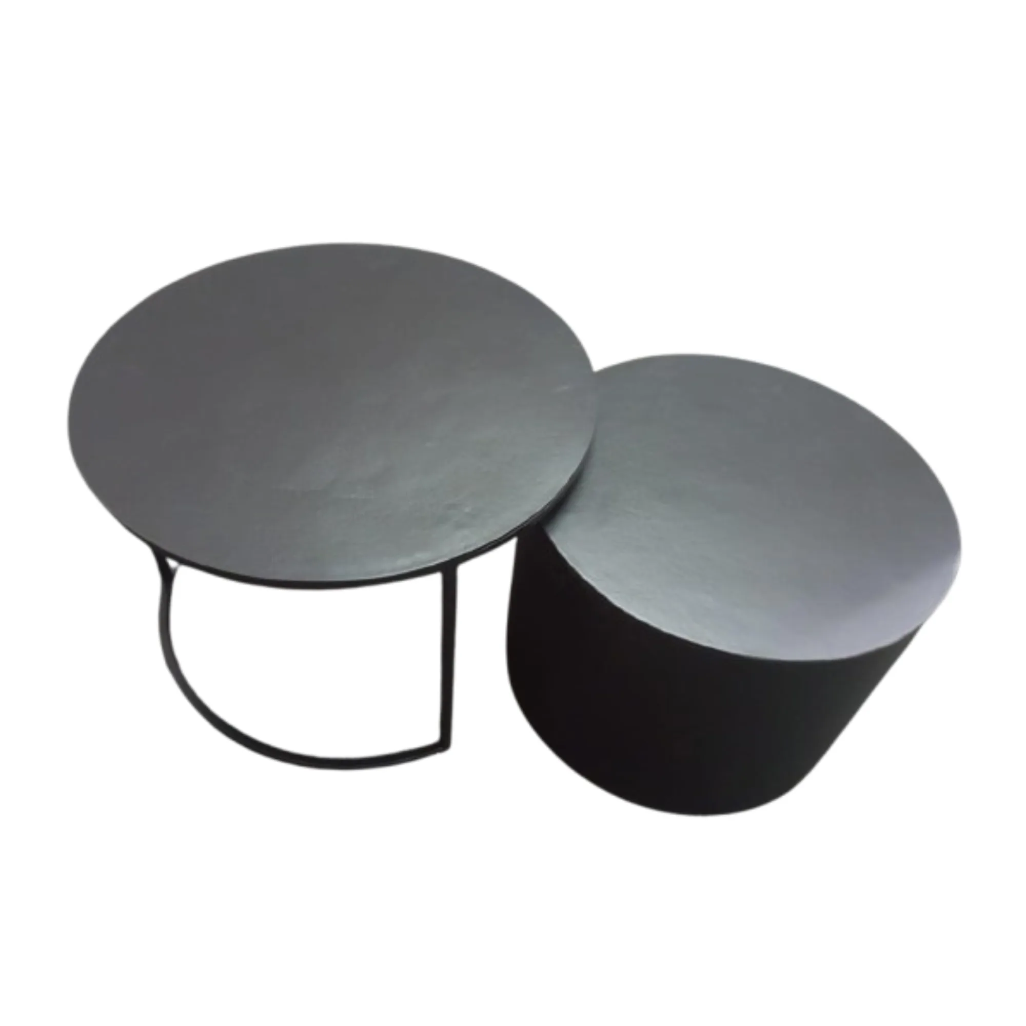 Ronde salontafel set Luna, zwart aluminium (set van 2) - Starfurn