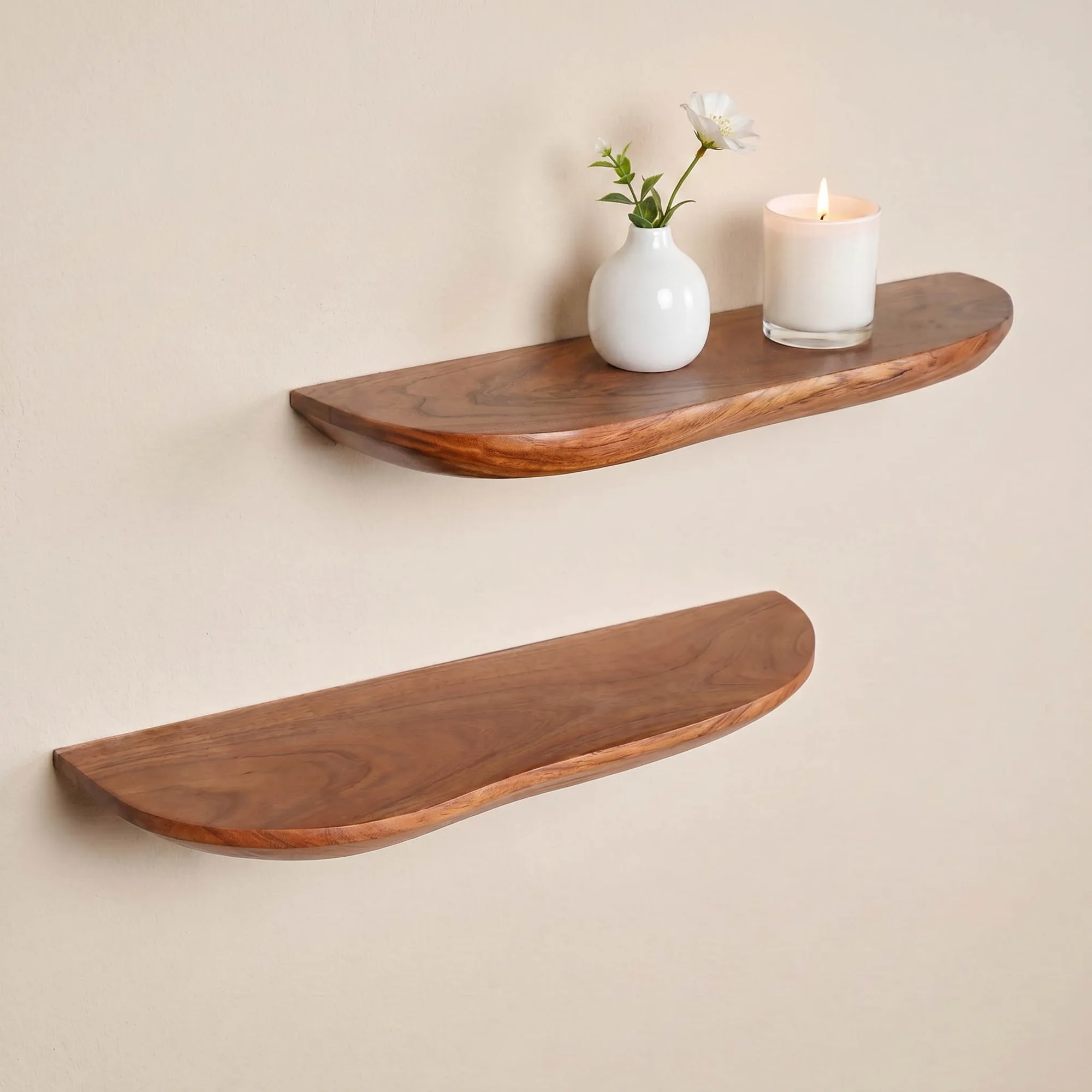 Wandplank set Live Edge Naturel Mangohout 60 cm - Starfurn