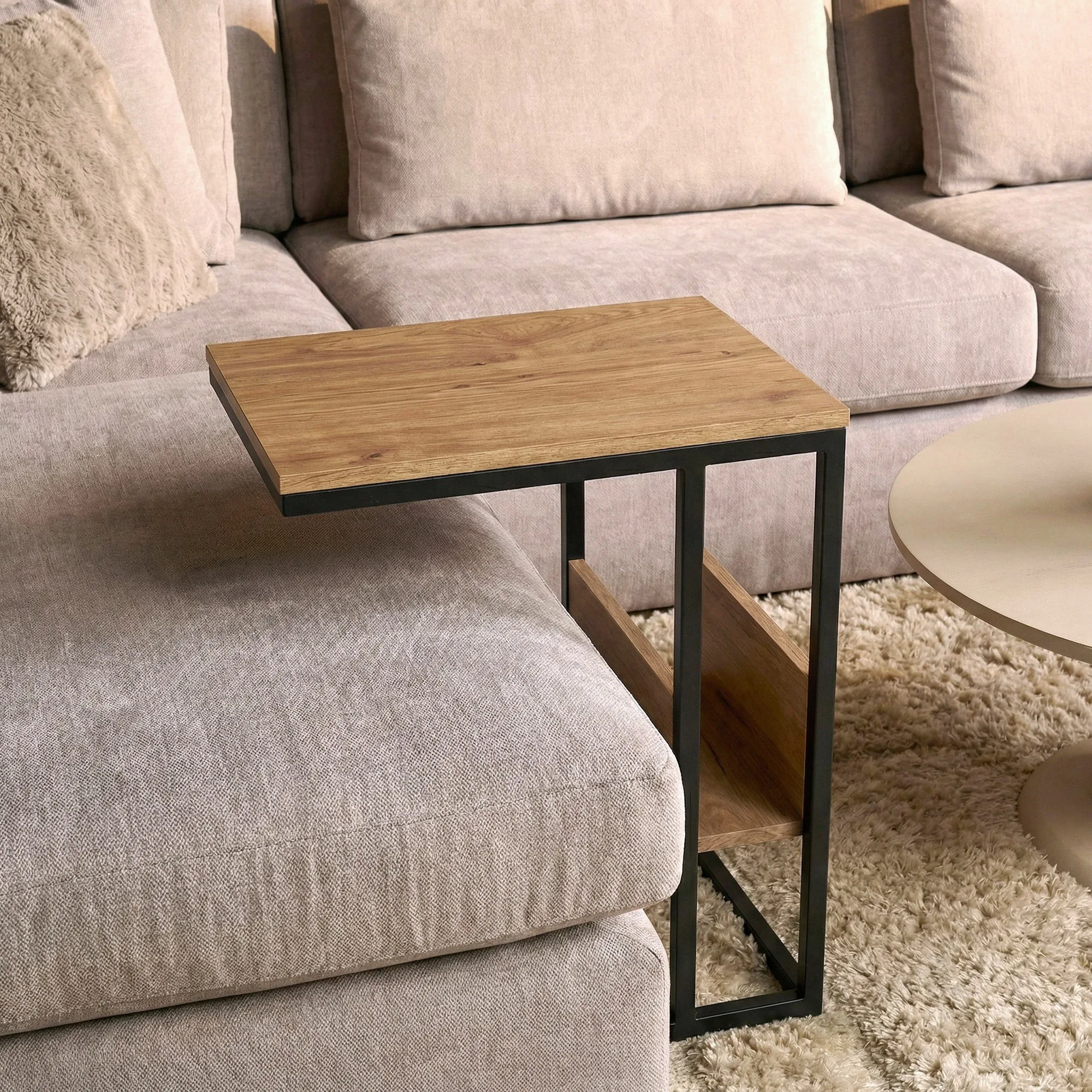 Slider Natur Mangoholz mit schwarzem Metallrahmen - Starfurn