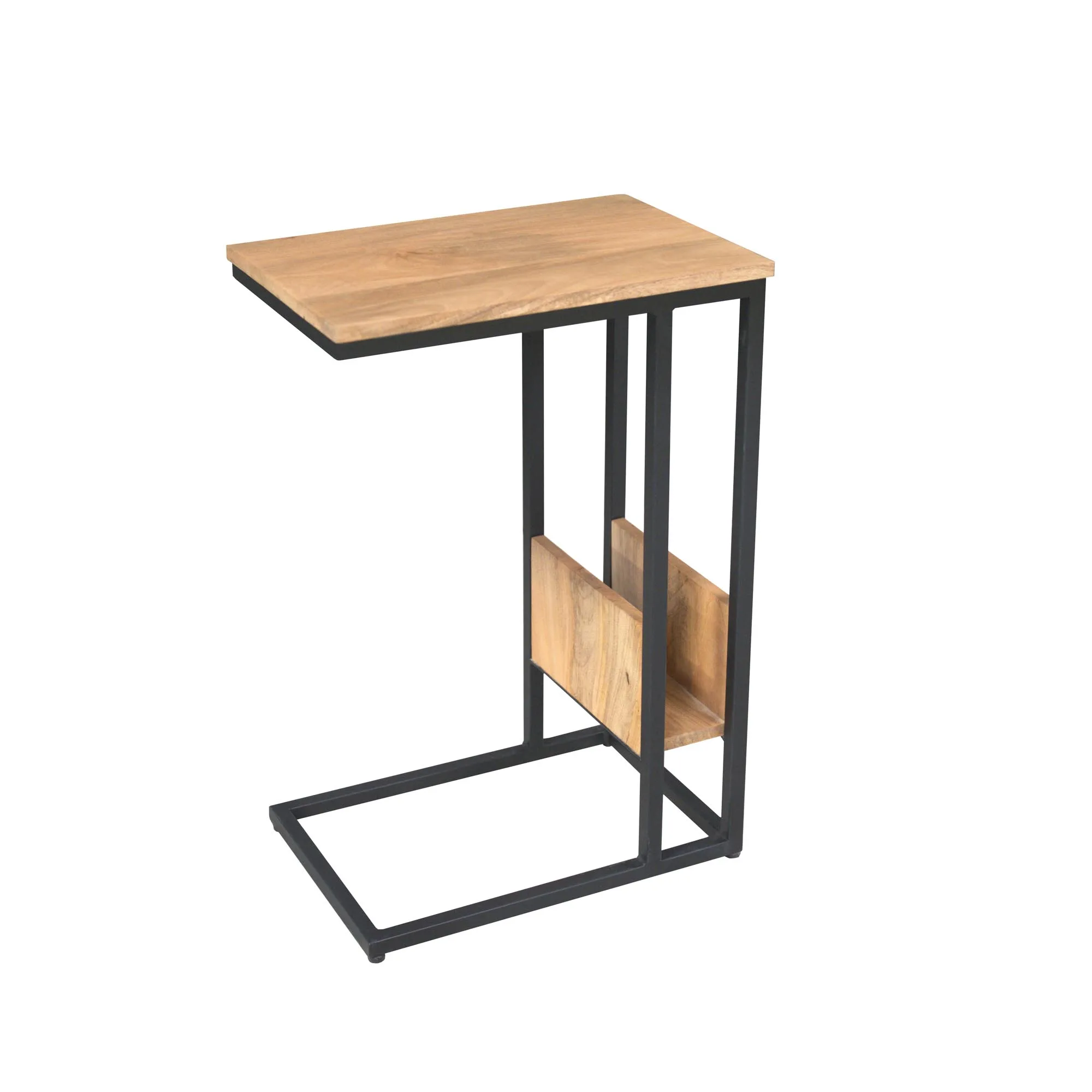 Slider bijzettafel mangohout met zwart metalen frame - Starfurn