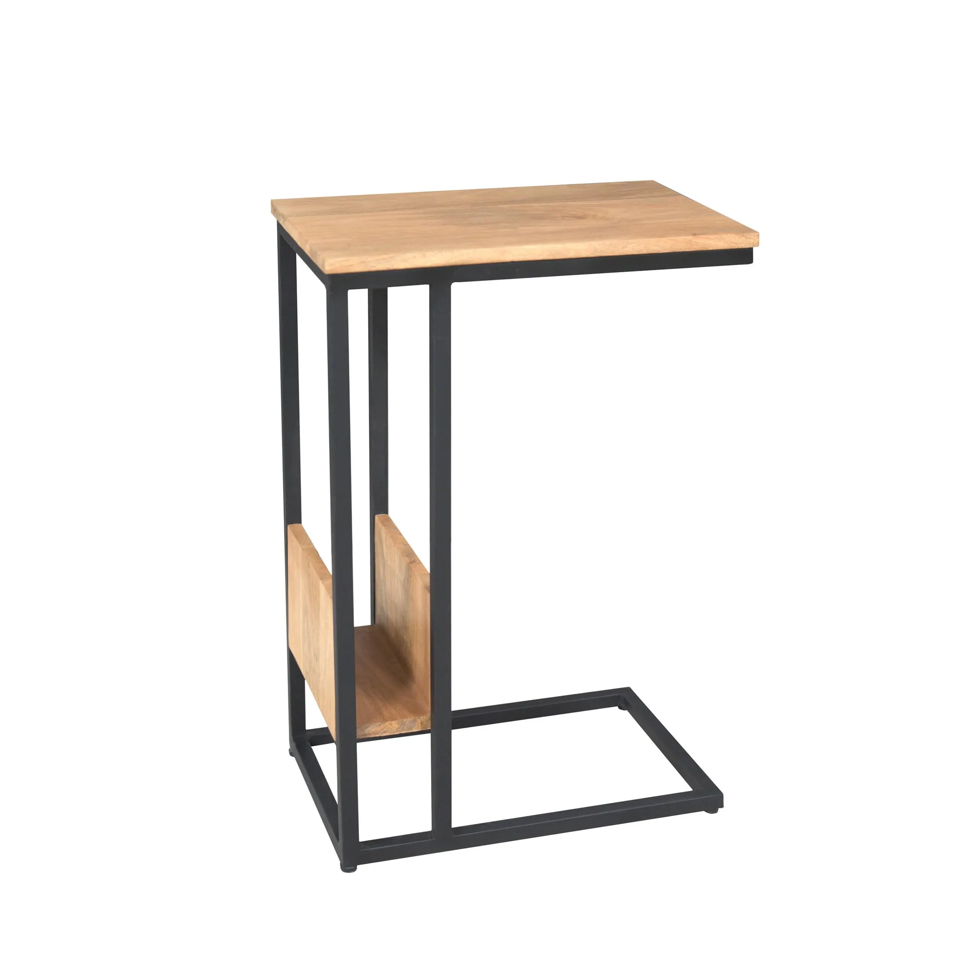 Slider bijzettafel mangohout met zwart metalen frame - Starfurn