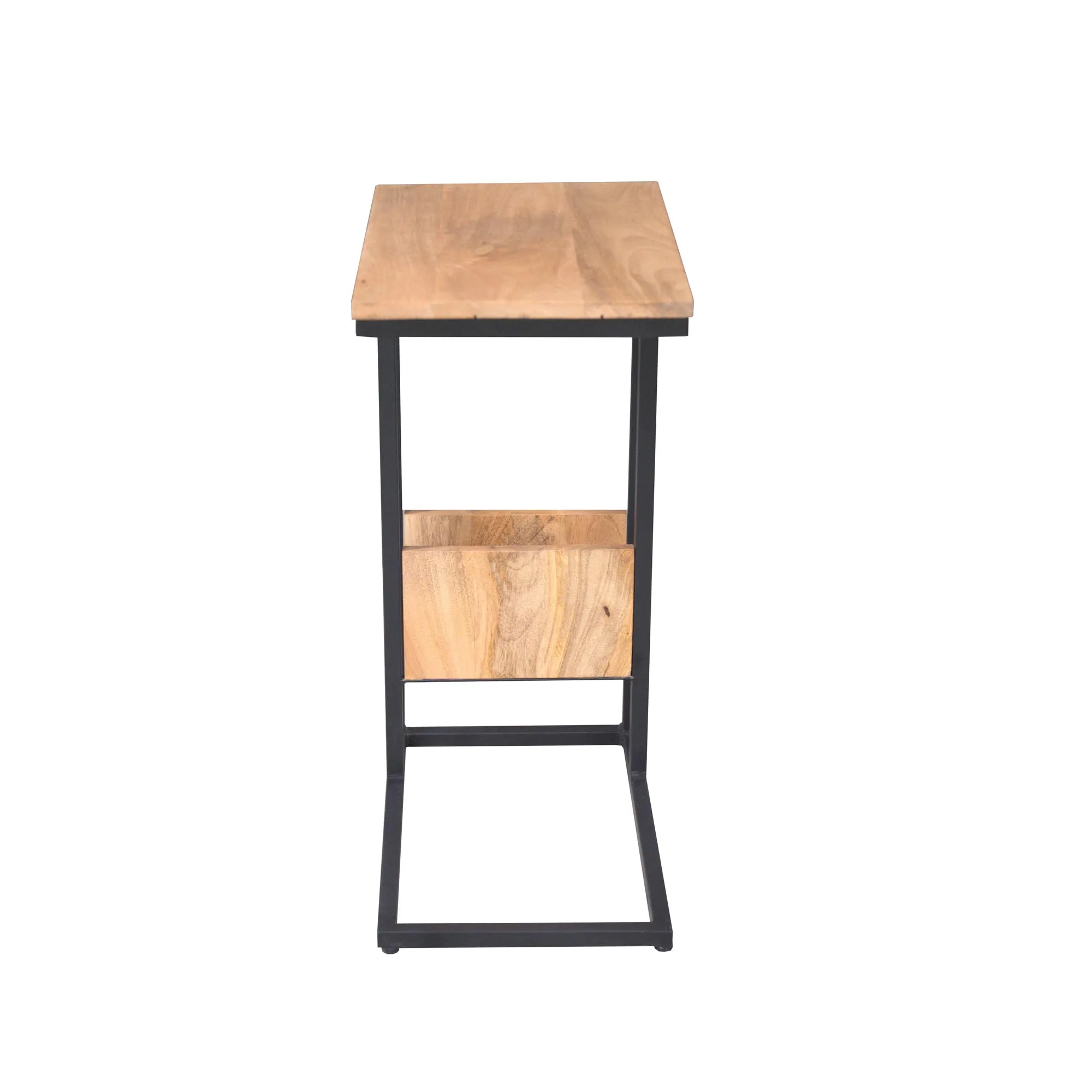 Slider bijzettafel mangohout met zwart metalen frame - Starfurn