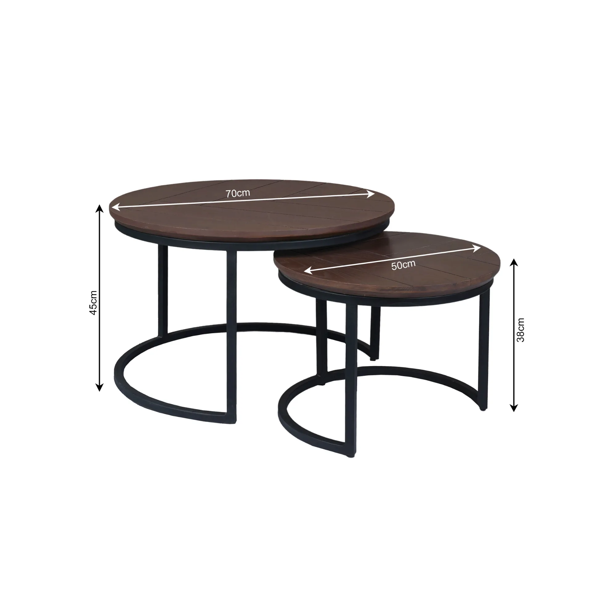 Salontafel set Otik, rond eikenhout met walnoot finish (2-delig) - Starfurn