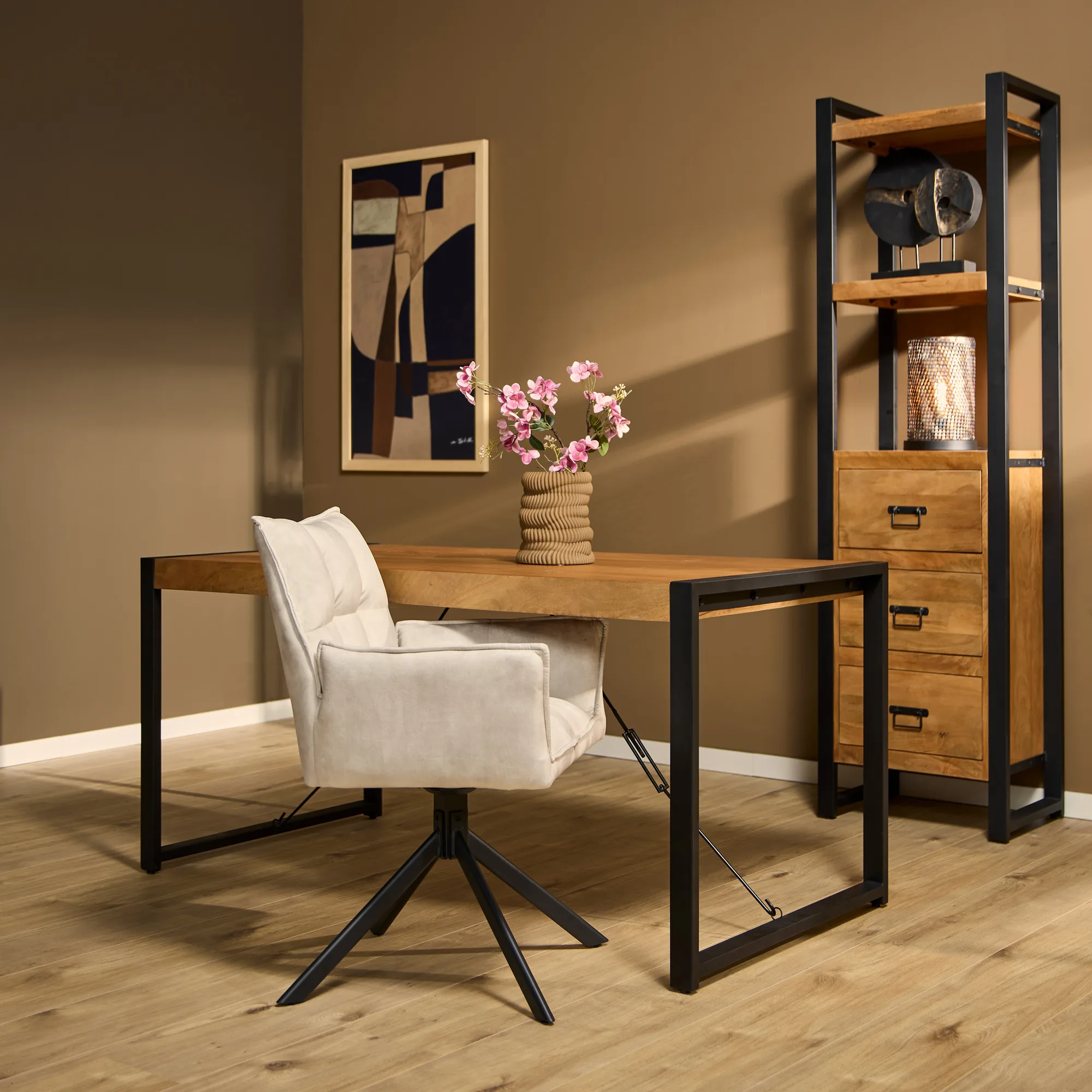 Rechthoekige eettafel Boaz naturel mangohout 160 cm - Starfurn