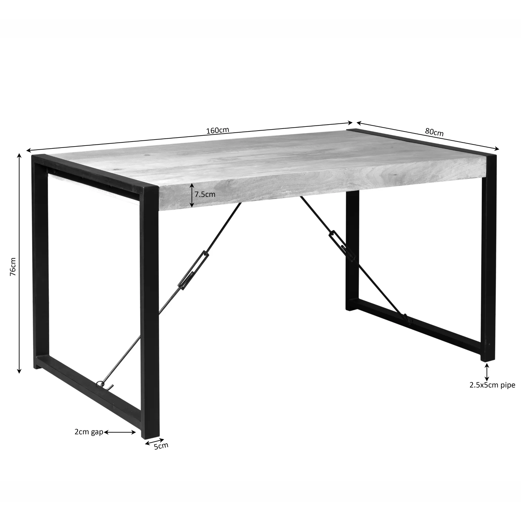 Rechthoekige eettafel Boaz naturel mangohout 160 cm - Starfurn