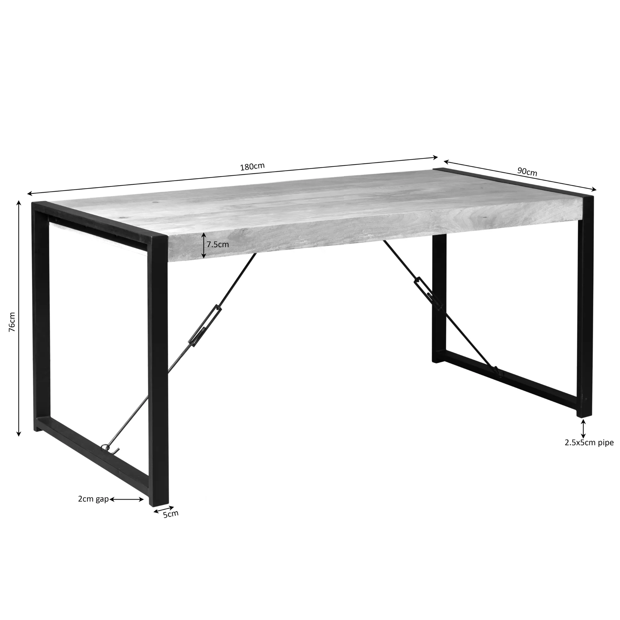 Rechthoekige eettafel Boaz mangohout naturel 180 cm - Starfurn