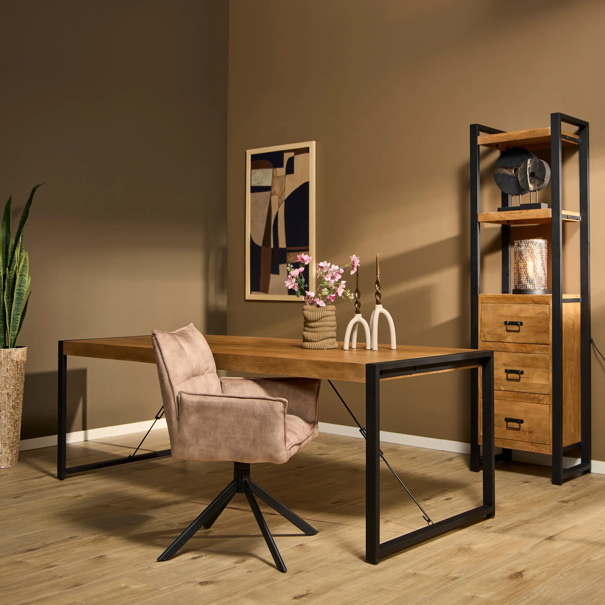 Rechthoekige eettafel Boaz naturel mangohout 220 cm - Starfurn