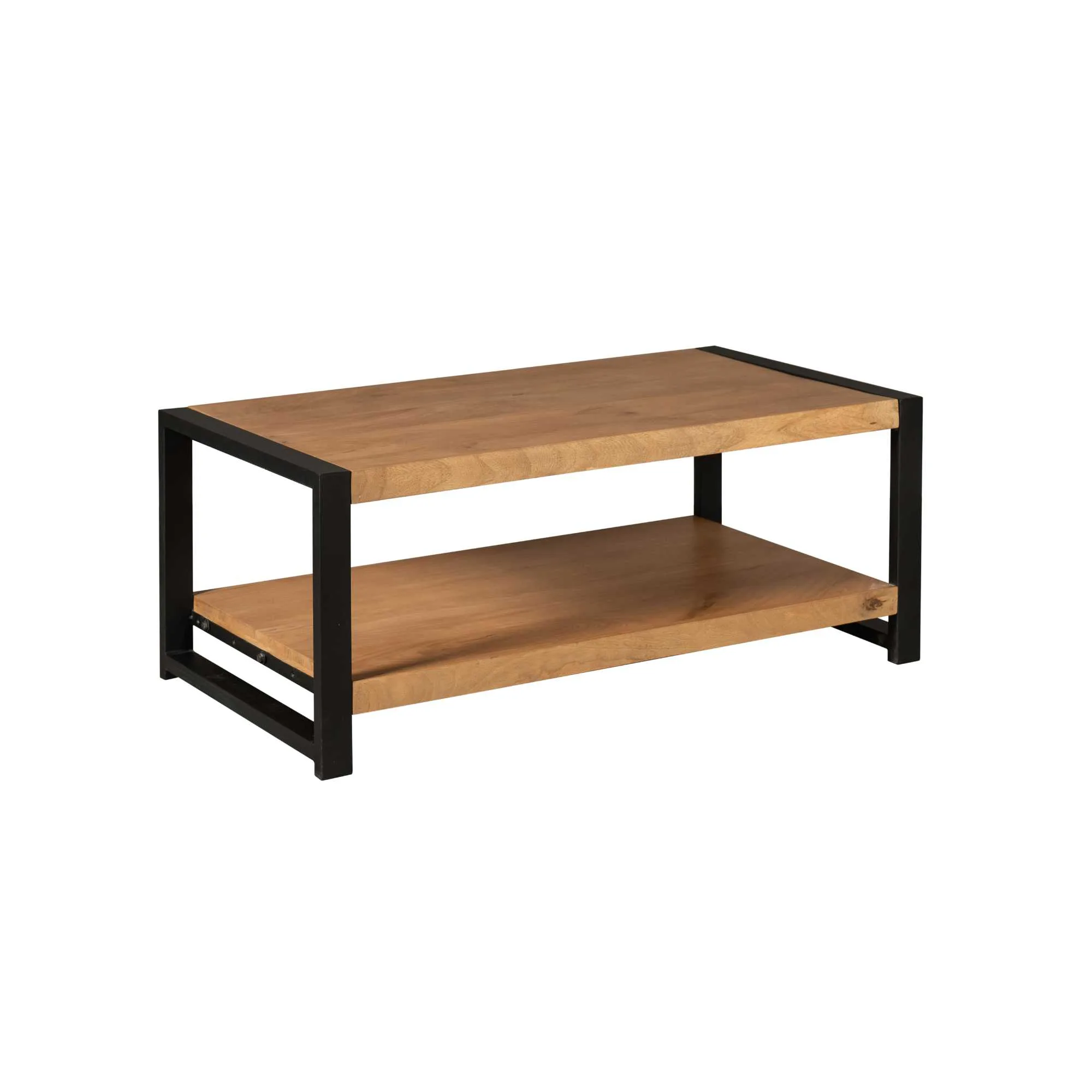 Salontafel Boaz met onderblad, Naturel Mangohout 110 cm - Starfurn