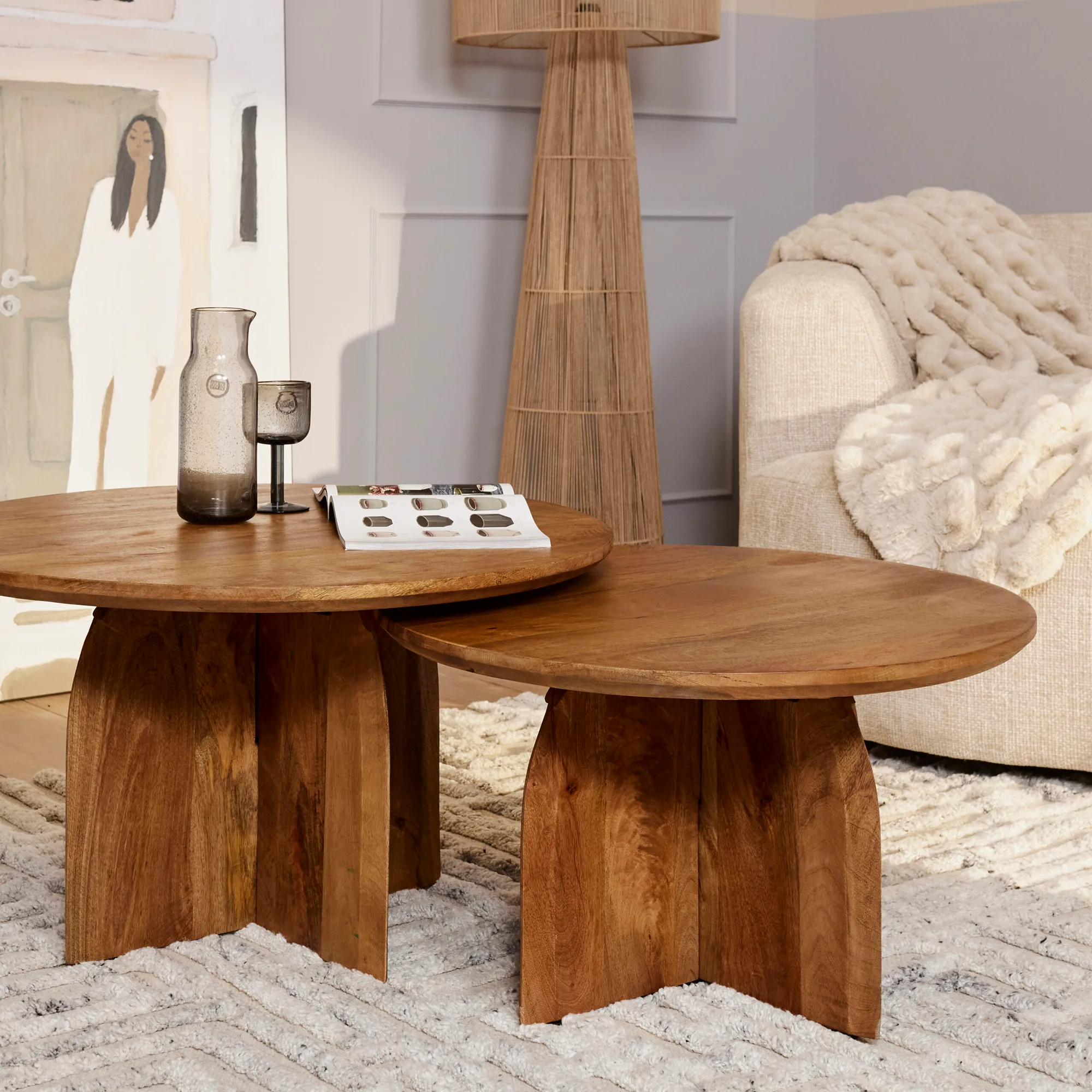 Ronde salontafel Tense mangohout naturel 70 cm - Starfurn