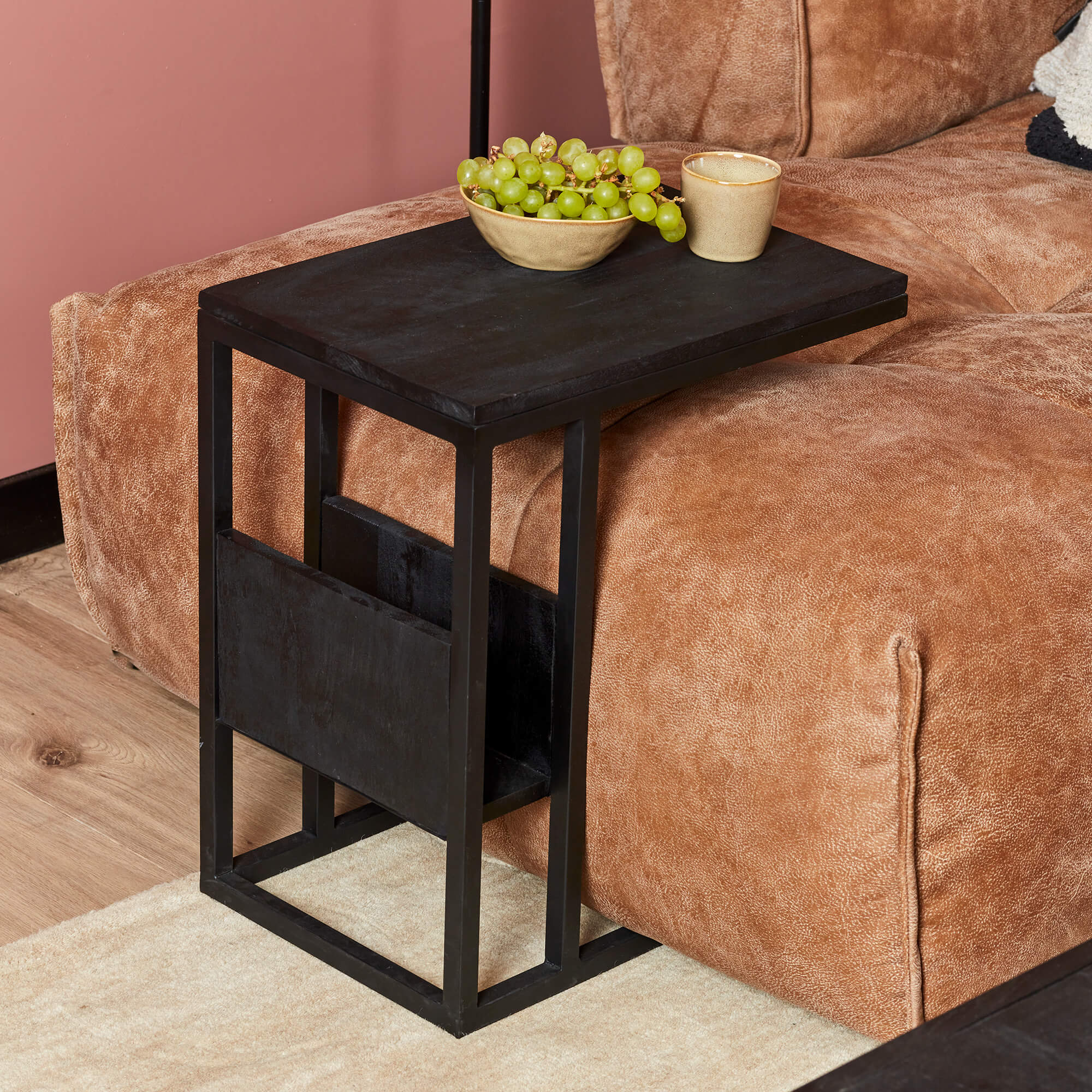 Slider schwarz Mangoholz mit Briefablage - Starfurn