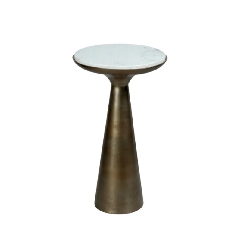 Bijzettafel Essy wit marmer met goudkleurig metalen voet - Starfurn