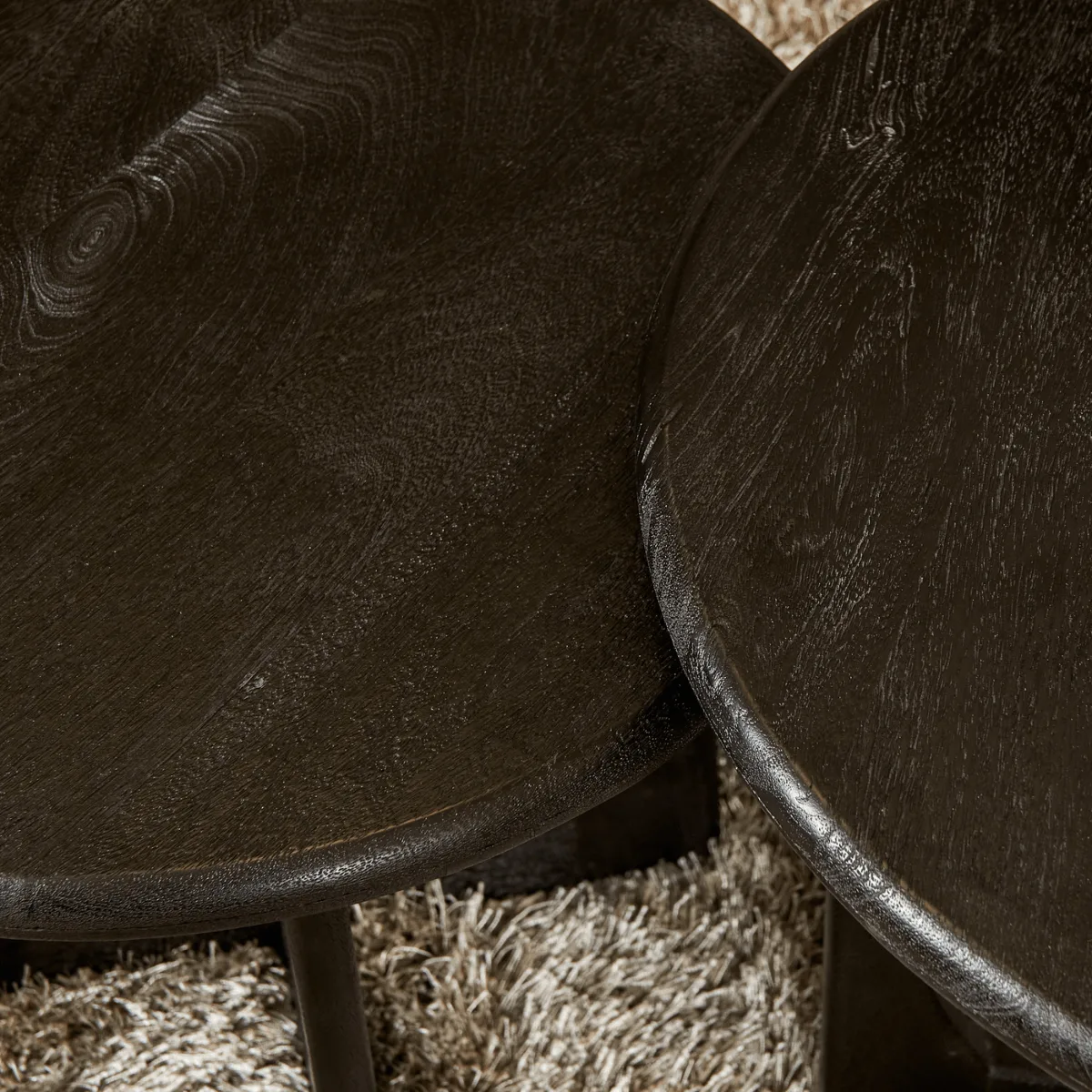 Ronde salontafel Milou zwart mangohout 70 cm - Starfurn