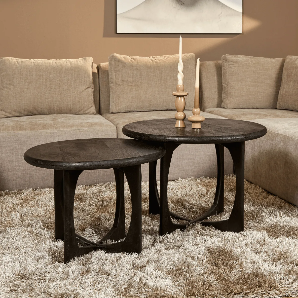 Bijzettafel Milou Mangohout Zwart 60 cm - Starfurn