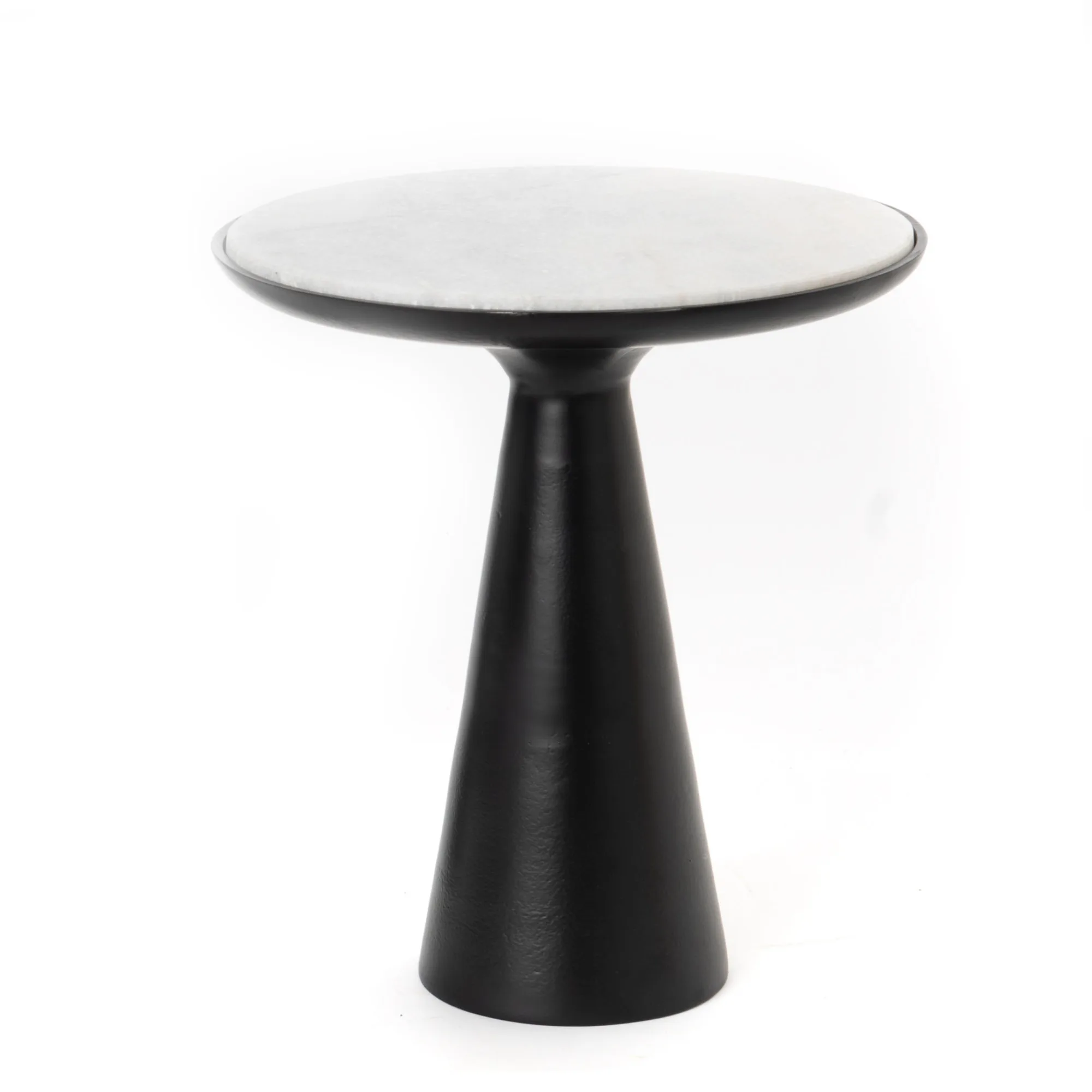 Bijzettafel marmer zwart met metalen poot, 46x46x50 cm - Starfurn