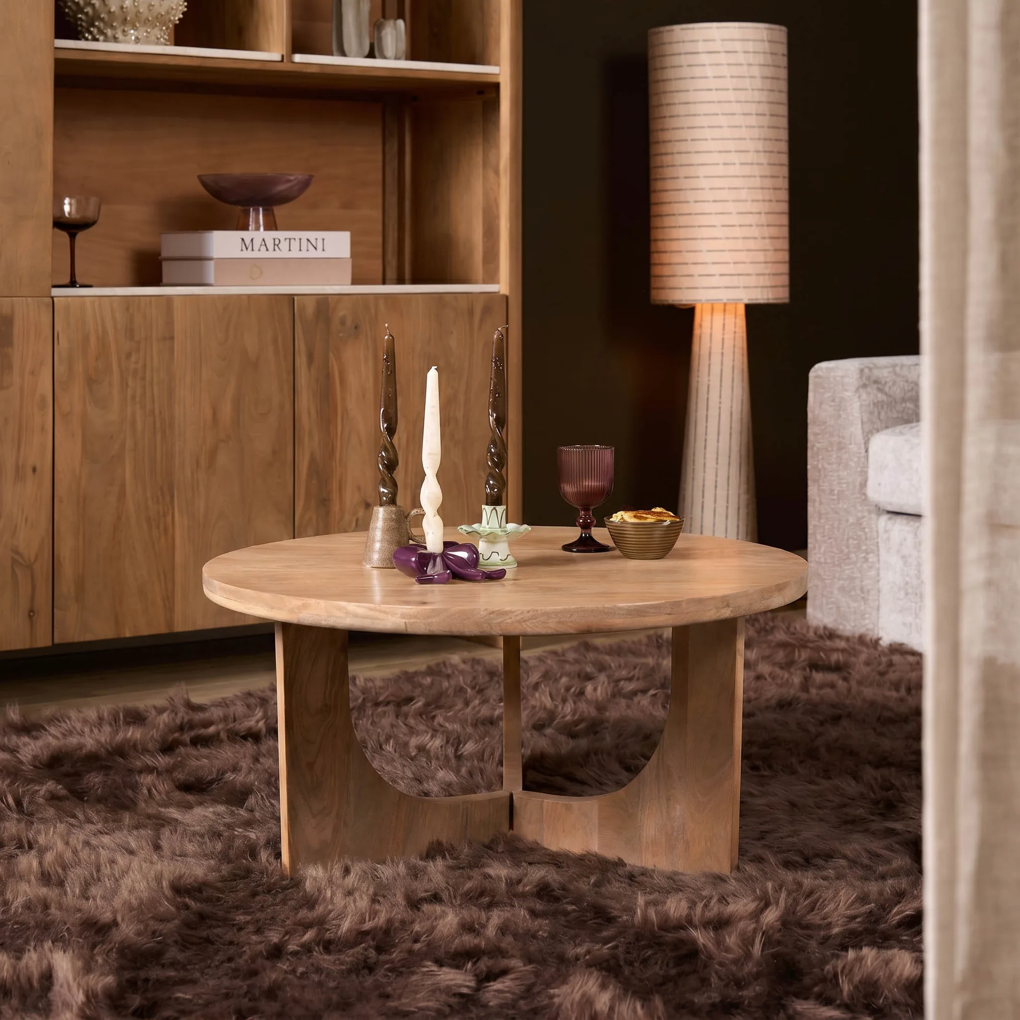 Ronde salontafel Guus naturel mangohout 80 cm - Starfurn