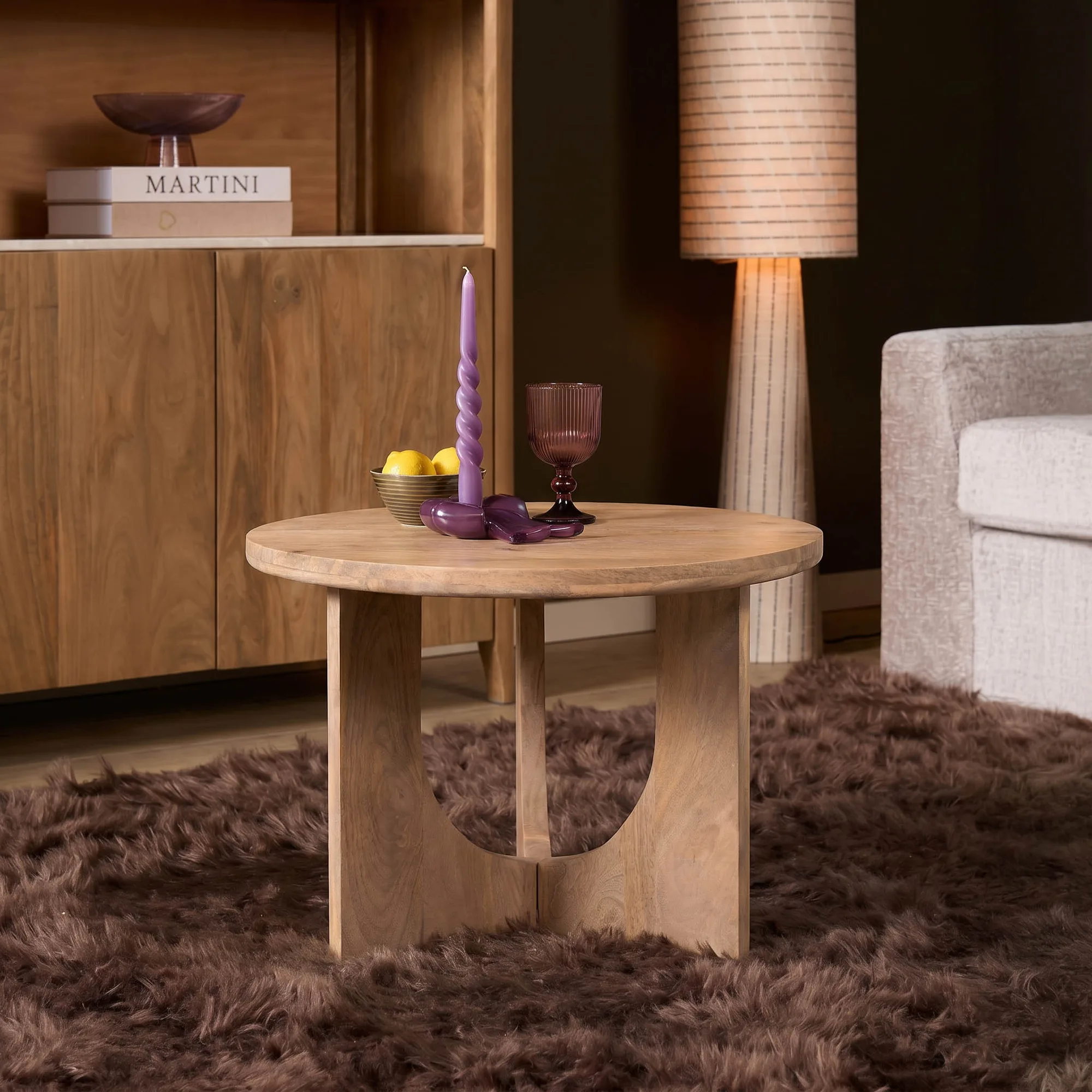 Ronde salontafel mangohout naturel 60 cm - Starfurn