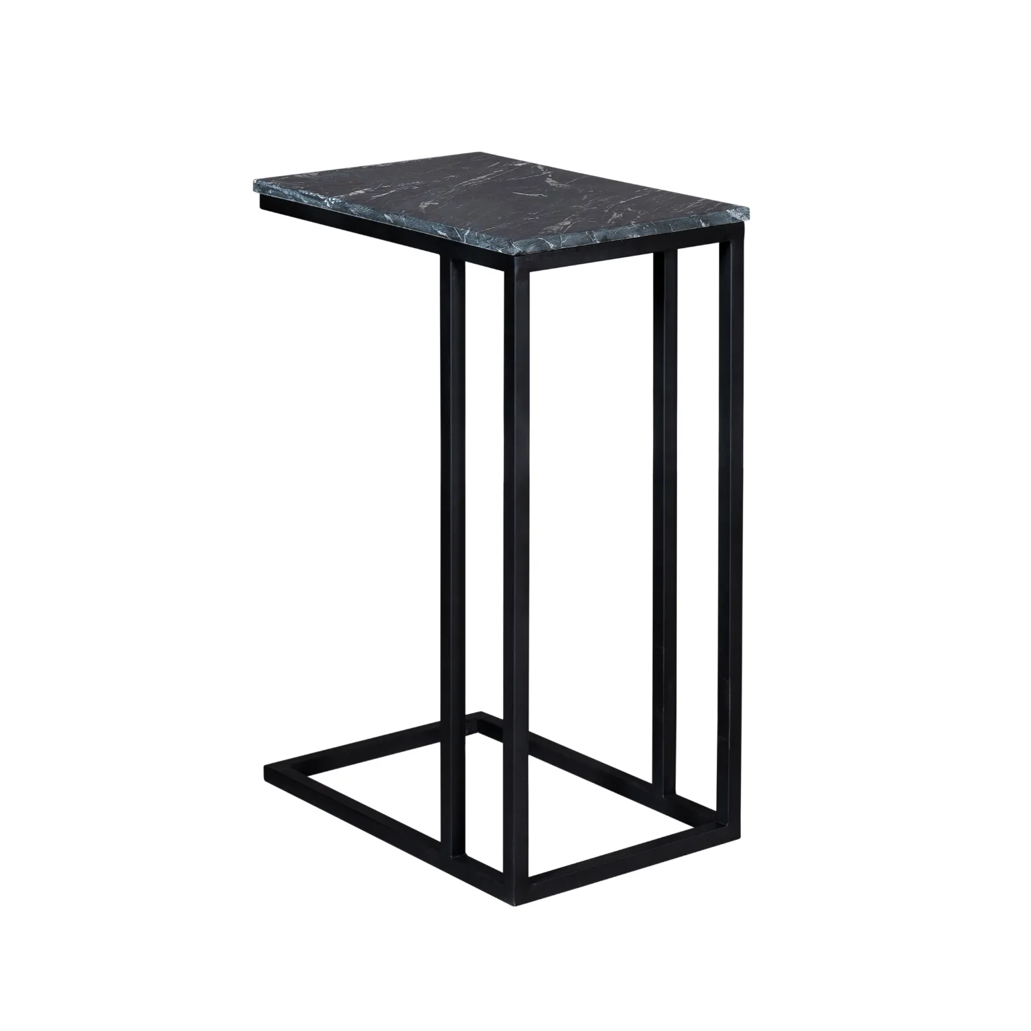 Bijzettafel Slider zwart marmer met metalen frame - Starfurn
