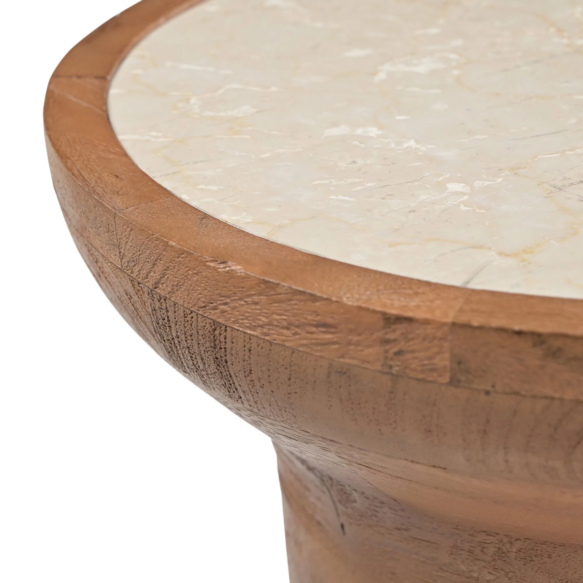 Ronde bijzettafel Zoë met travertijn blad, naturel - Starfurn