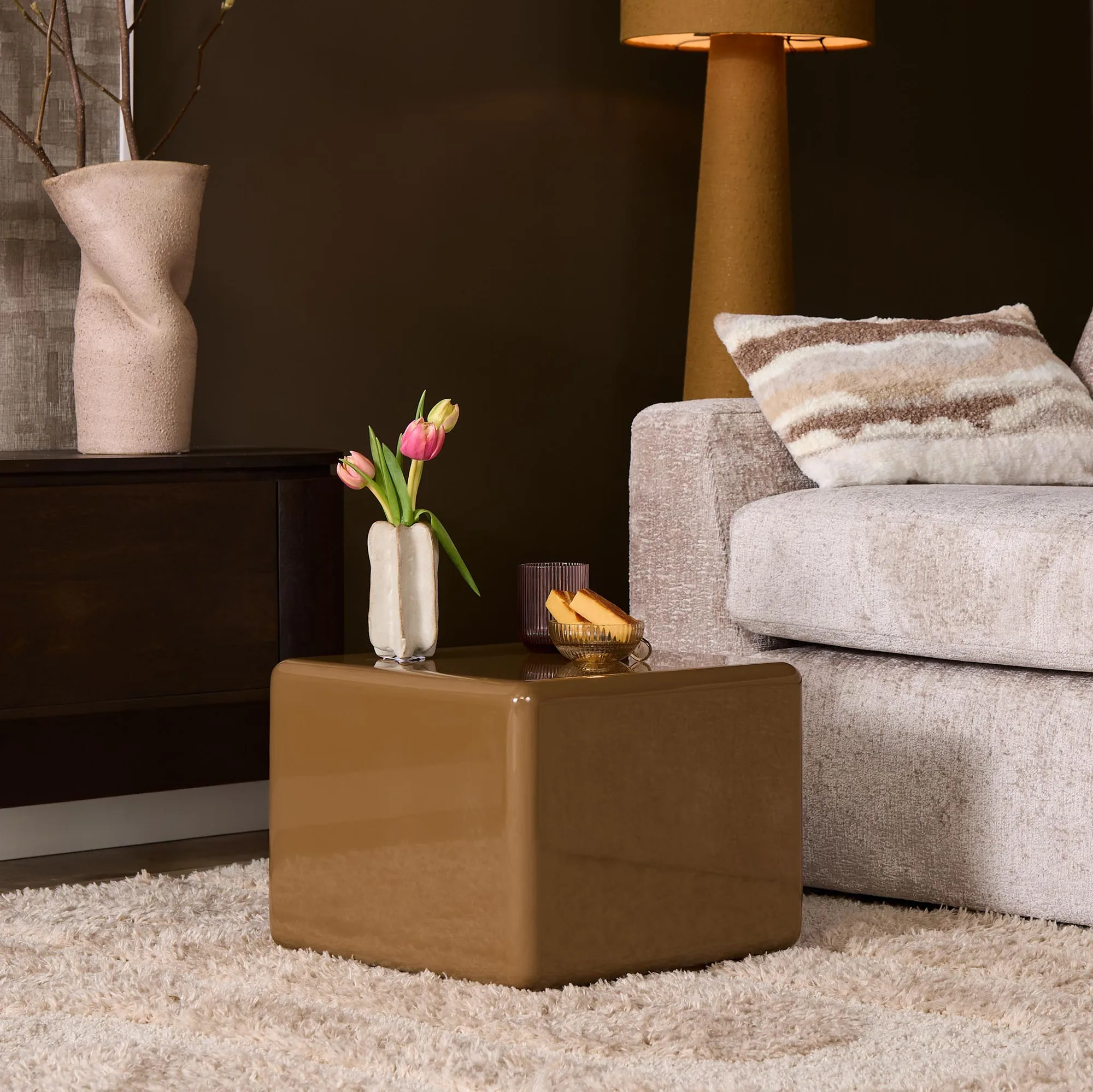 Couchtisch Elias, quadratisch glänzend braun (MDF) - Starfurn