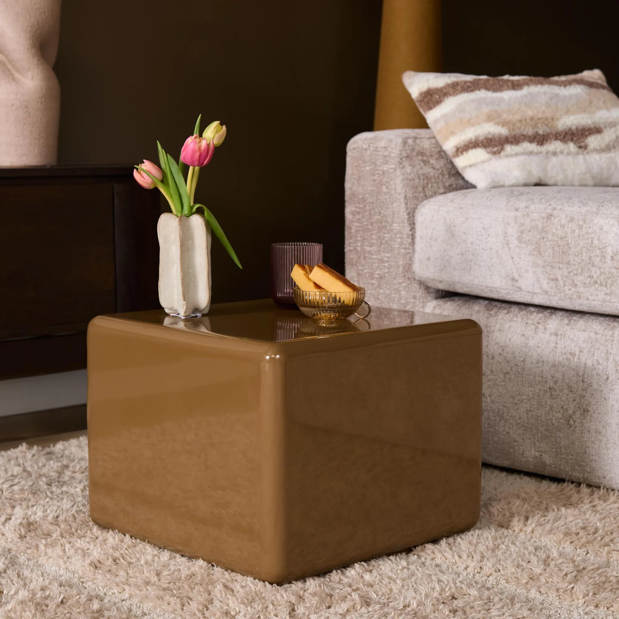 Couchtisch Elias, quadratisch glänzend braun (MDF) - Starfurn
