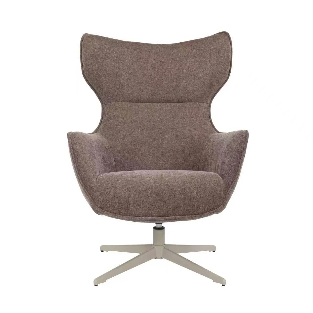 Drehbarer Sessel Julia, brauner Stoff mit Metallbein - Starfurn
