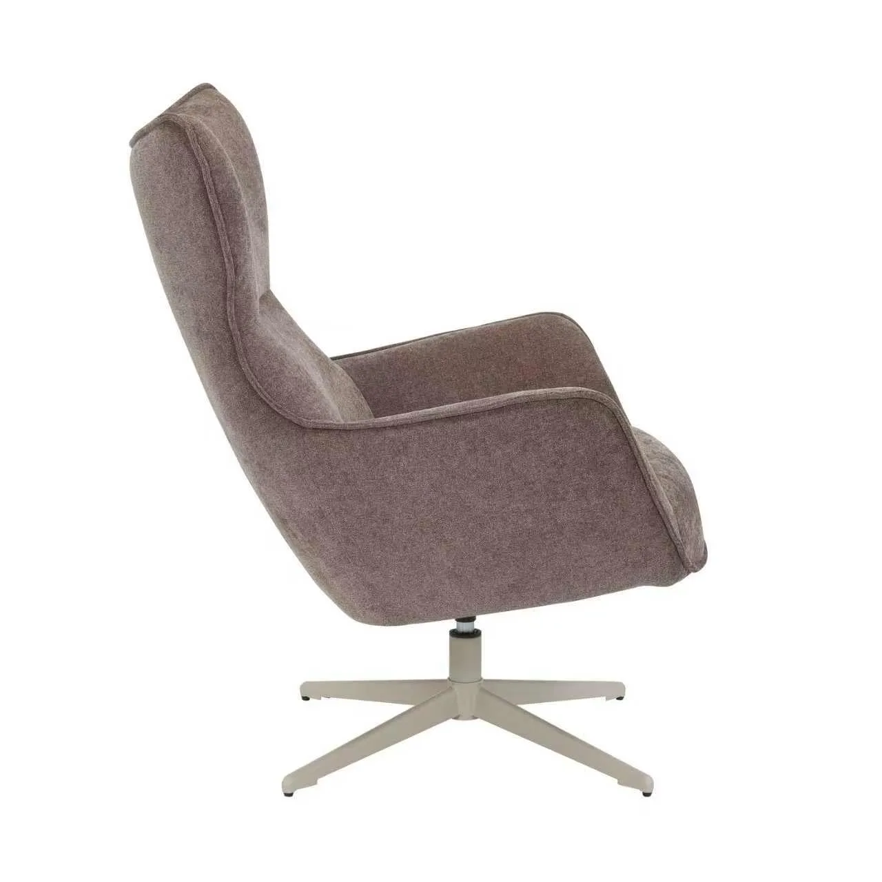 Drehbarer Sessel Julia, brauner Stoff mit Metallbein - Starfurn