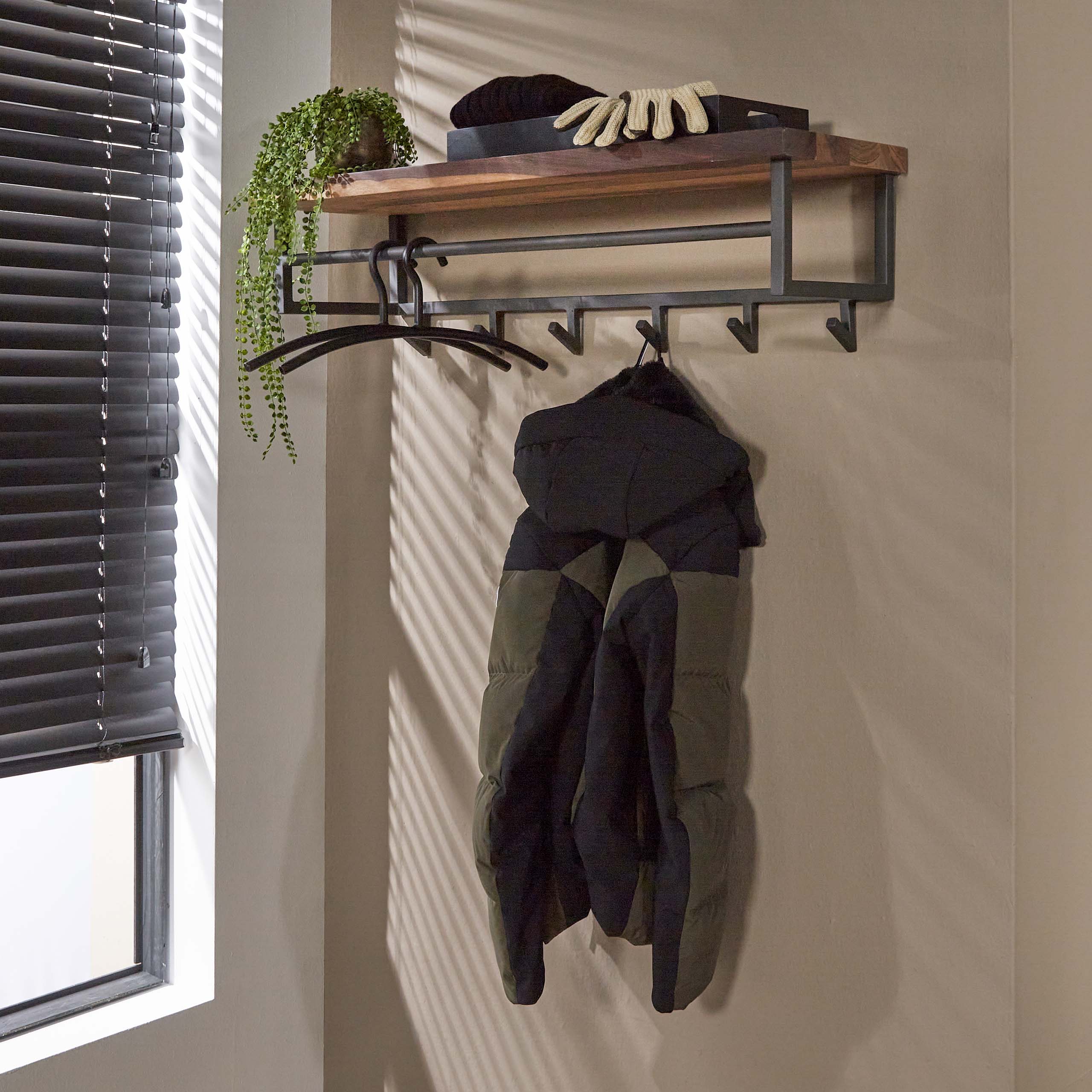Coat Rack Daytona hat shelf 6 hooks / Solid saja - Zijlstra