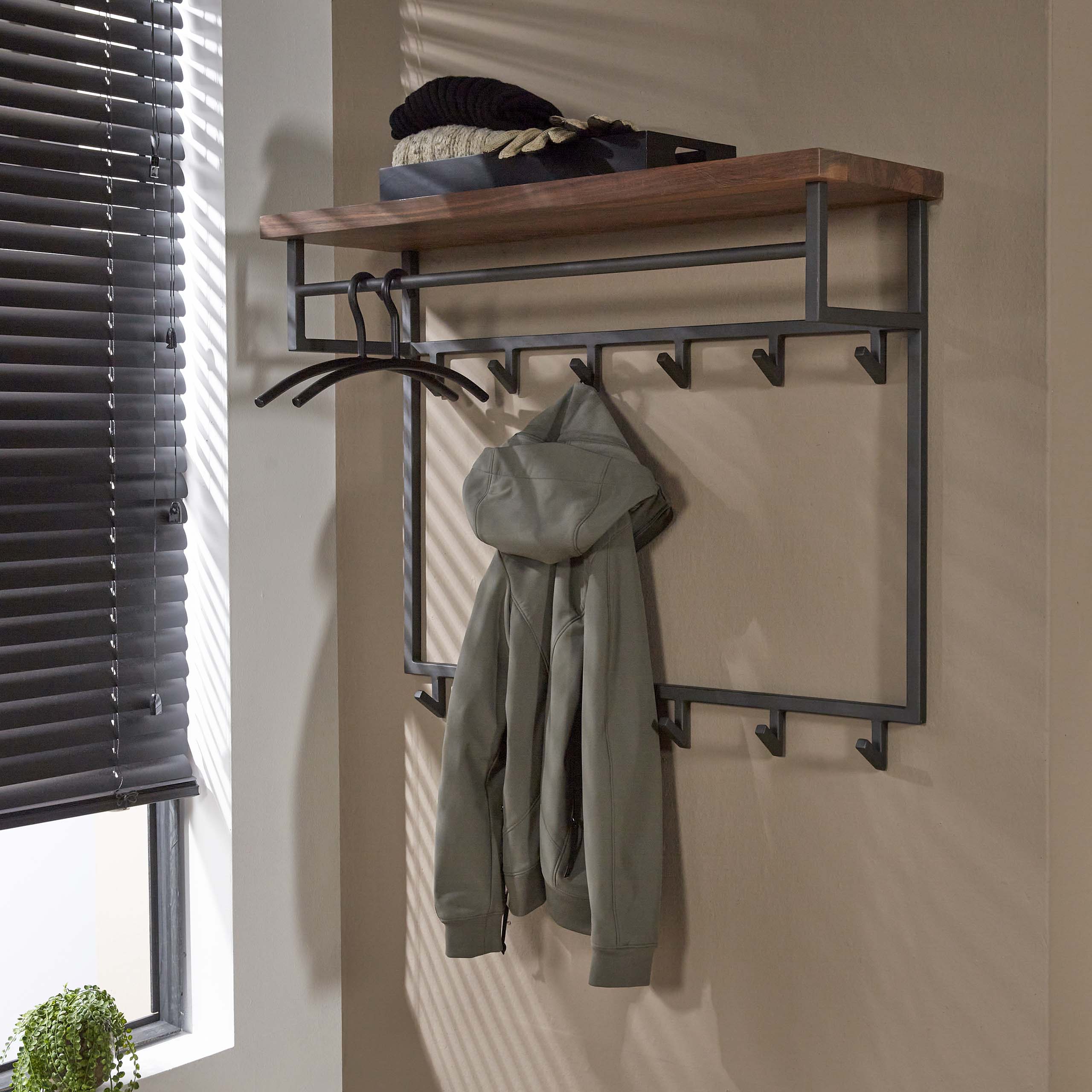 Coat Rack Daytona high hat shelf 12 hooks / Solid saja - Zijlstra