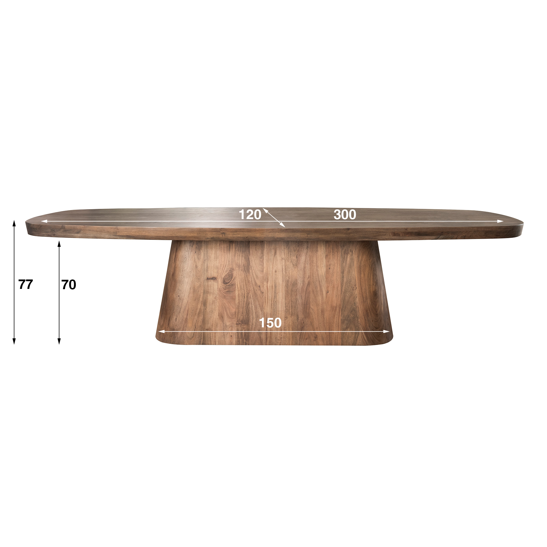 Eettafel Arcadia deens ovaal 240cm / Massief acacia bruin - Zijlstra