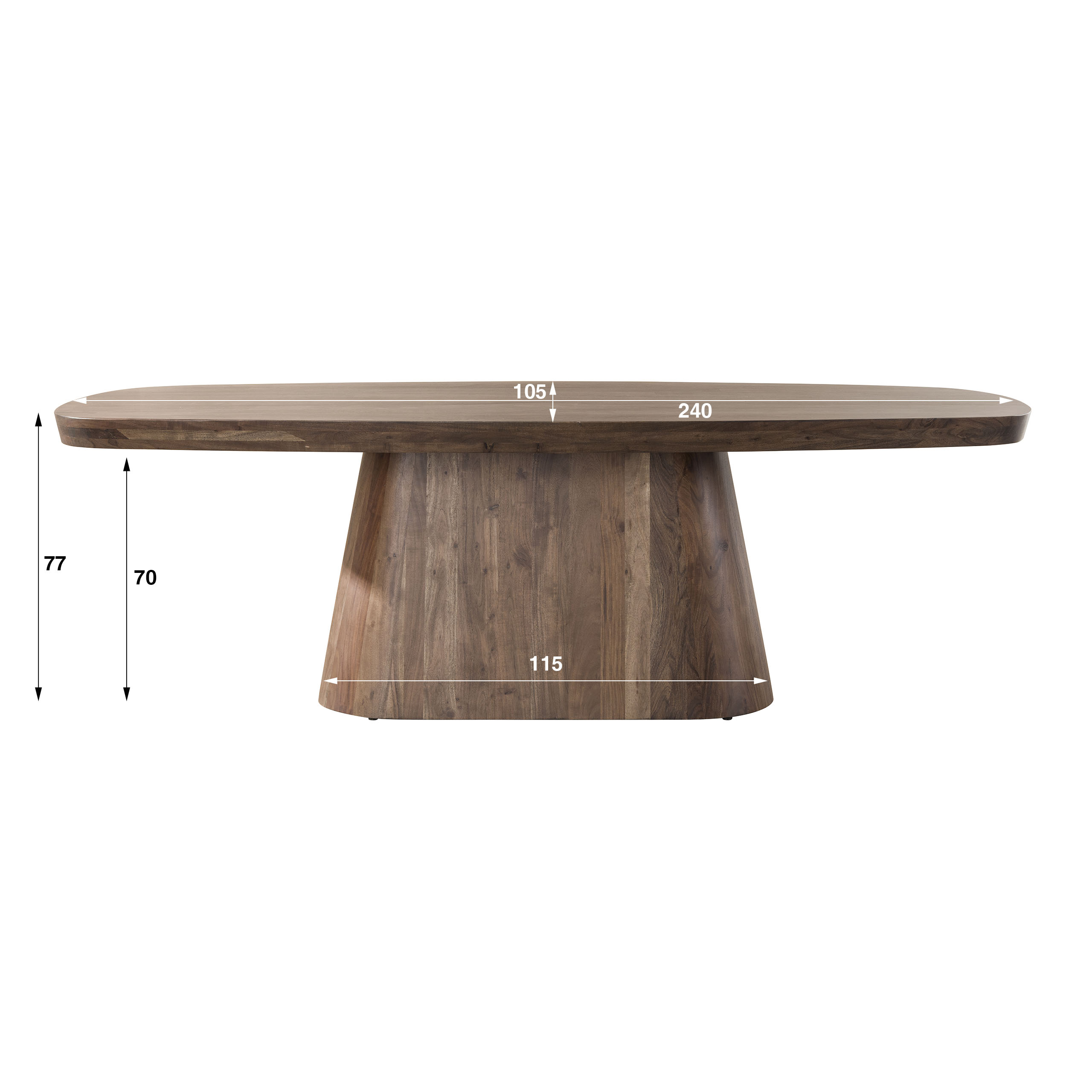 Eettafel Arcadia deens ovaal 240cm / Massief acacia bruin - Zijlstra
