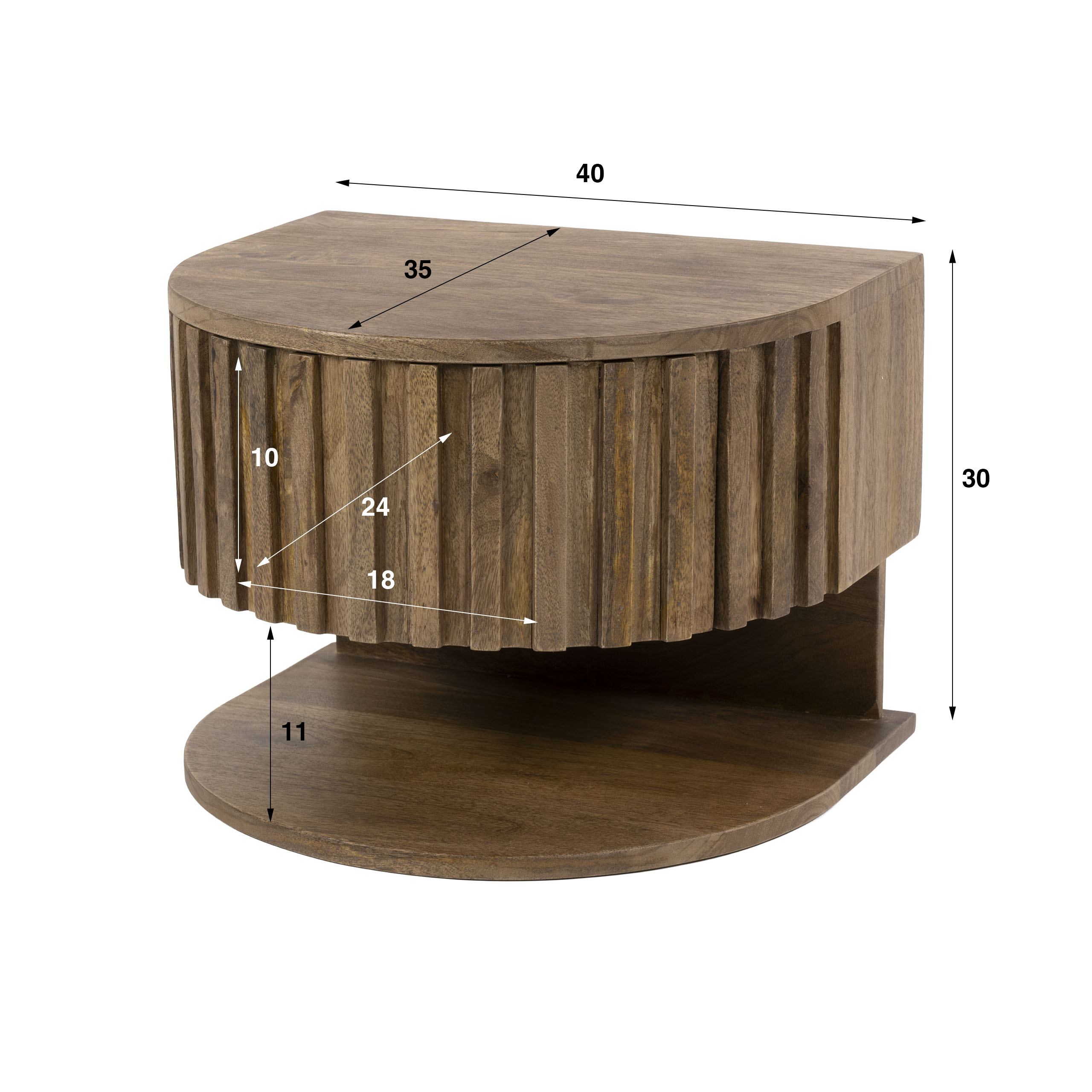 Mesita de noche Ridge shelve flotante 1 cajón / Mango macizo arena - Zijlstra