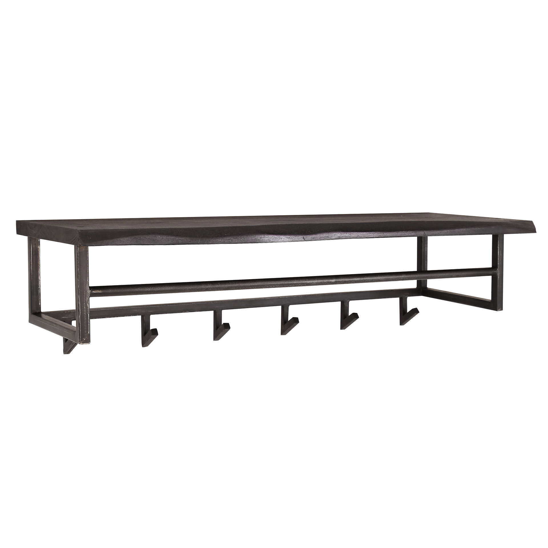 Kapstok Yucon hoedenplank 6H / Massief acacia zwart - Zijlstra