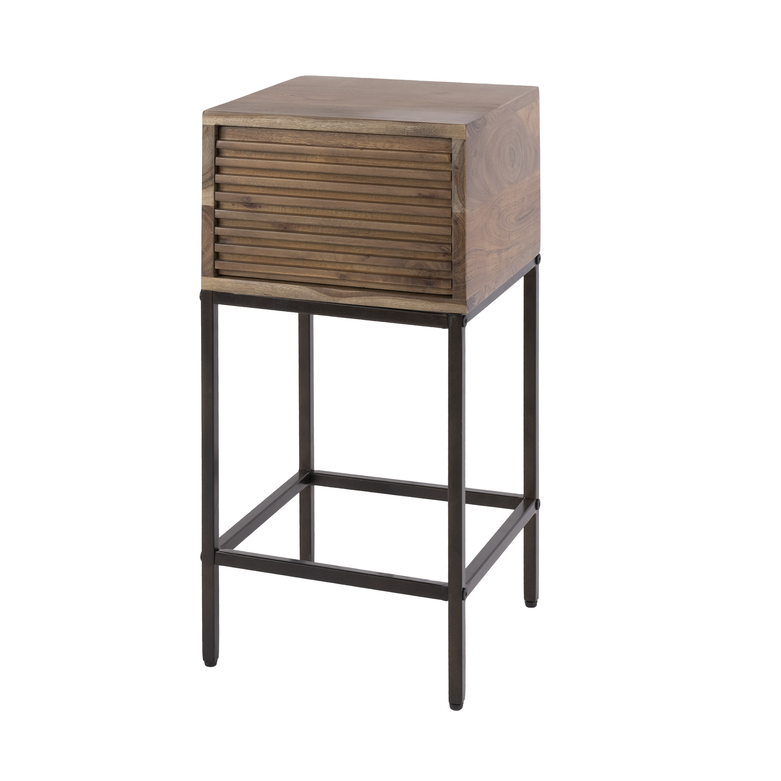 Nachttisch Line XS 1 Schublade aus massivem Akazienholz Braun (Massiv acacia Braun) - Emmo Design