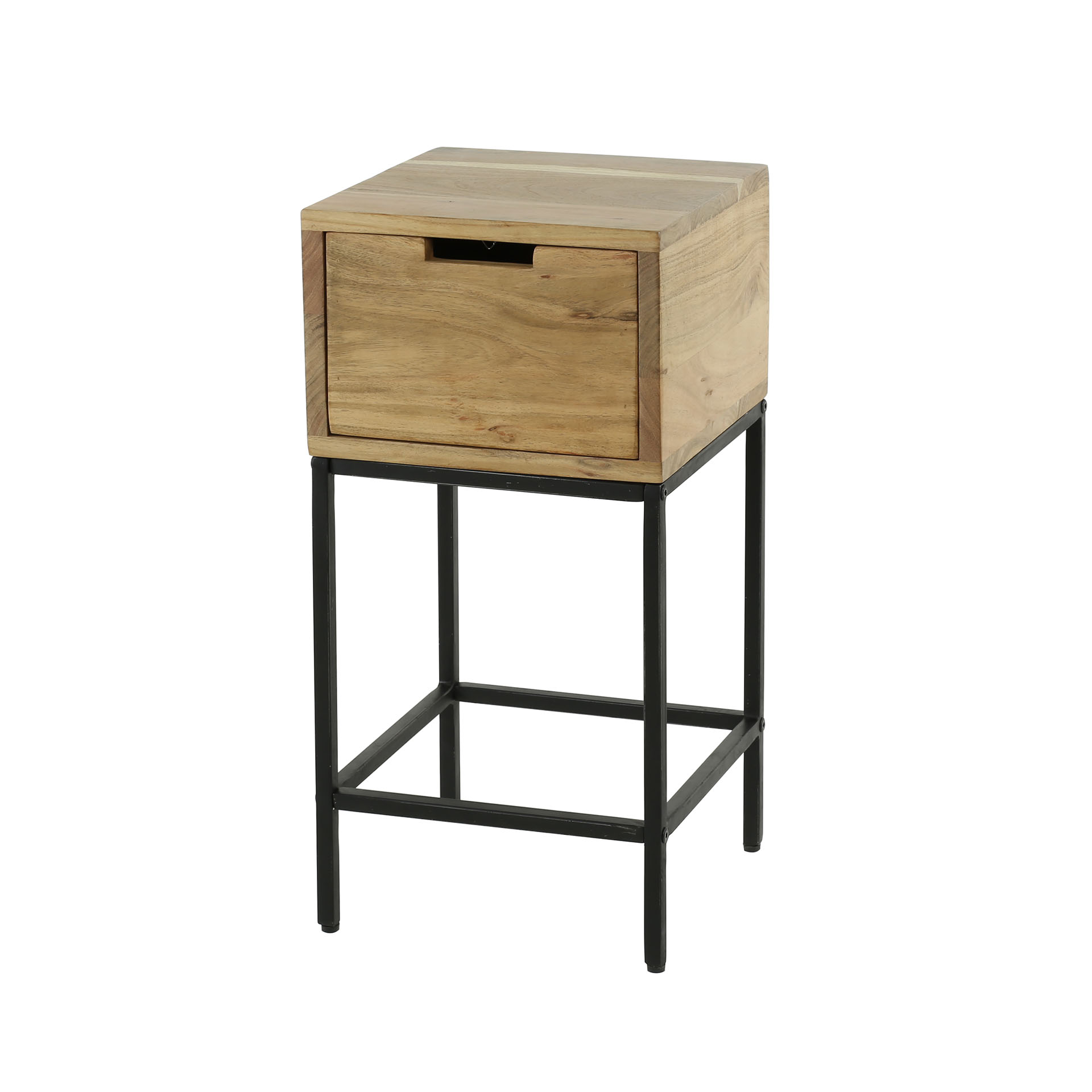 Nachttisch Flat XS 1 Schublade aus massivem Akazienholz (Massiv acacia) - Emmo Design