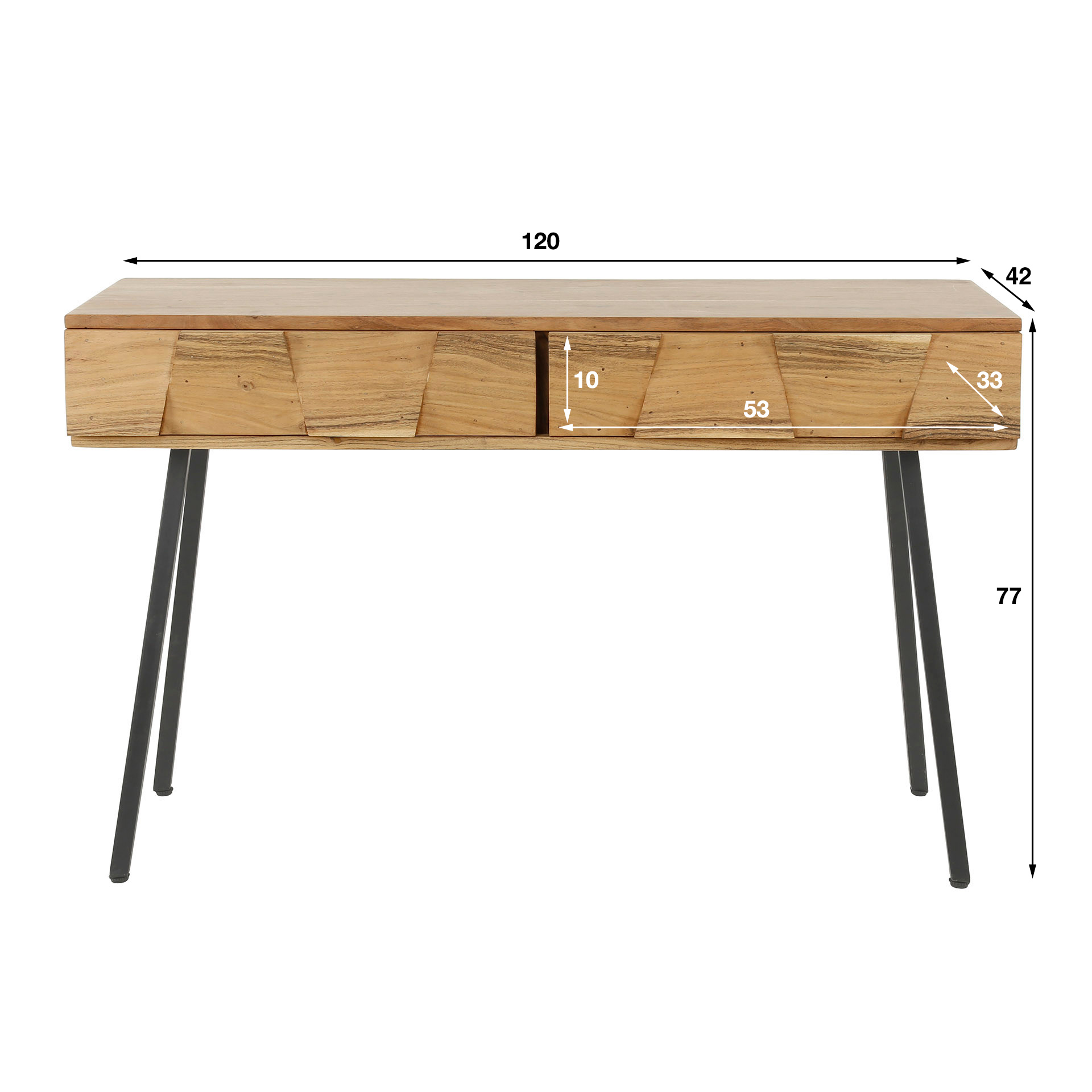 hal-/kaptafel Demn 2 lades / Massief acacia - Zijlstra